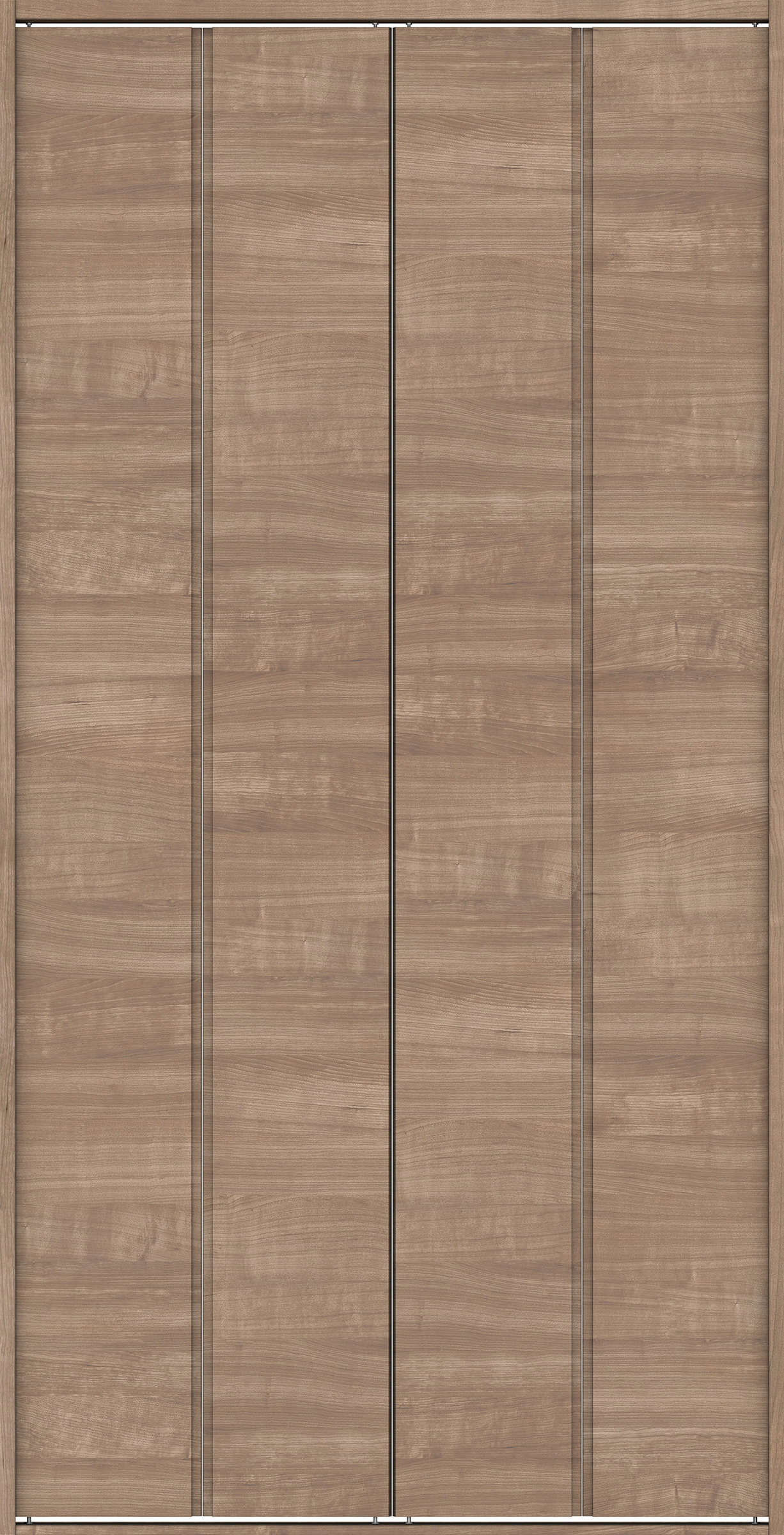 クローク収納　イエリア　折戸ユニット　ハンドルレス横木目タイプ　ウッド扉　四方枠（固定枠）　セット　１３２０幅（１．５Ｍ間口）　２３３０高　〈トープグレー柄〉　ハンドルレス