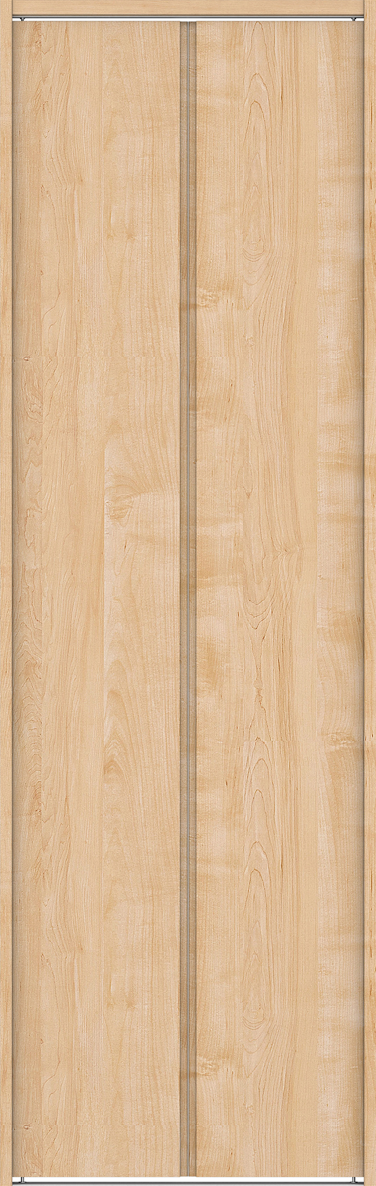 クローク収納　イエリア　折戸ユニット　ハンドルレス縦木目タイプ　ウッド扉　下レール付三方枠（固定枠）　セット　８２０幅（１Ｍ間口）　２３２０高　〈ミルベージュ柄〉　ハンドルレス