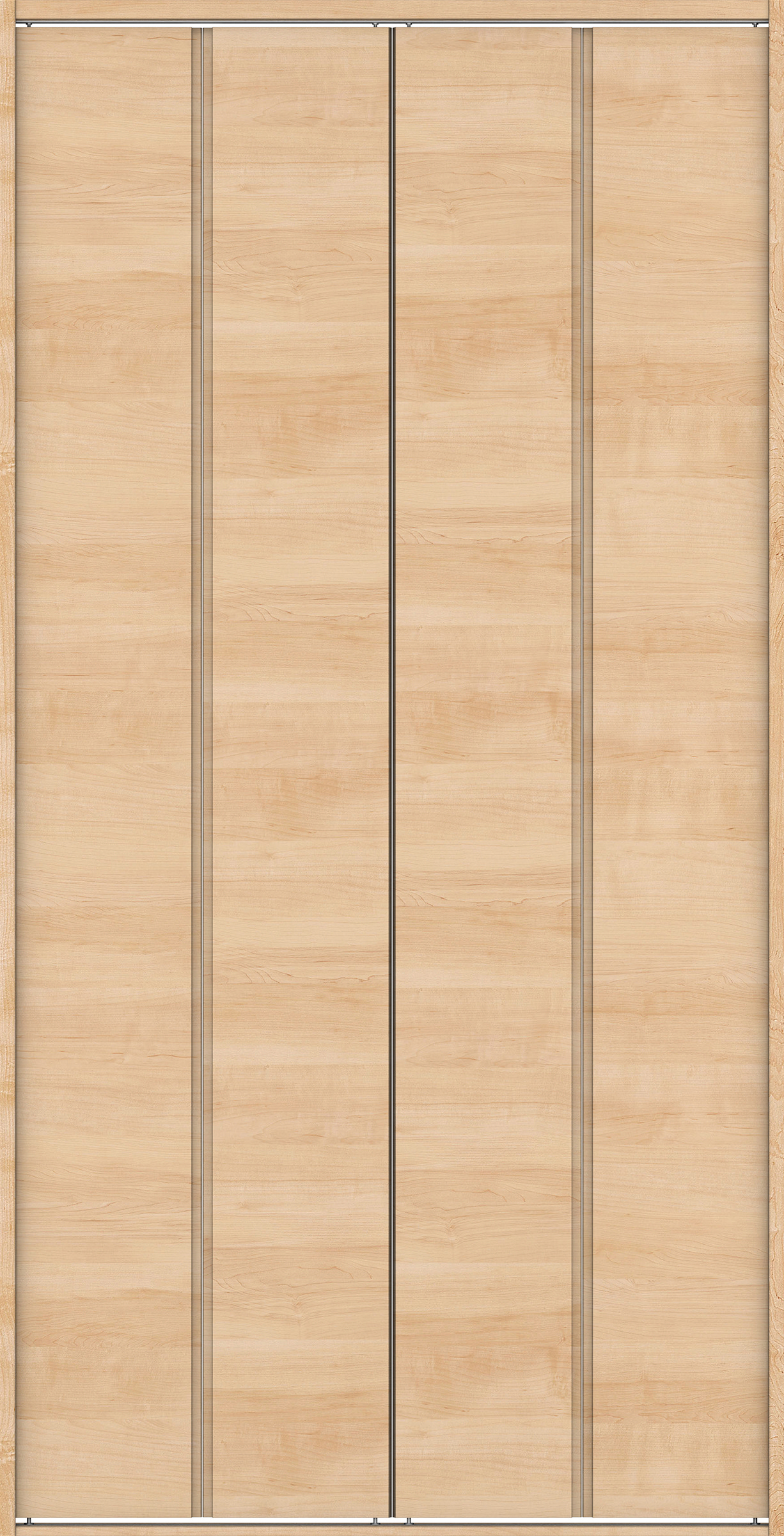 クローク収納　イエリア　折戸ユニット　ハンドルレス横木目タイプ　ウッド扉　四方枠（固定枠）　セット　１３２０幅（１．５Ｍ間口）　２３３０高　〈ミルベージュ柄〉　ハンドルレス