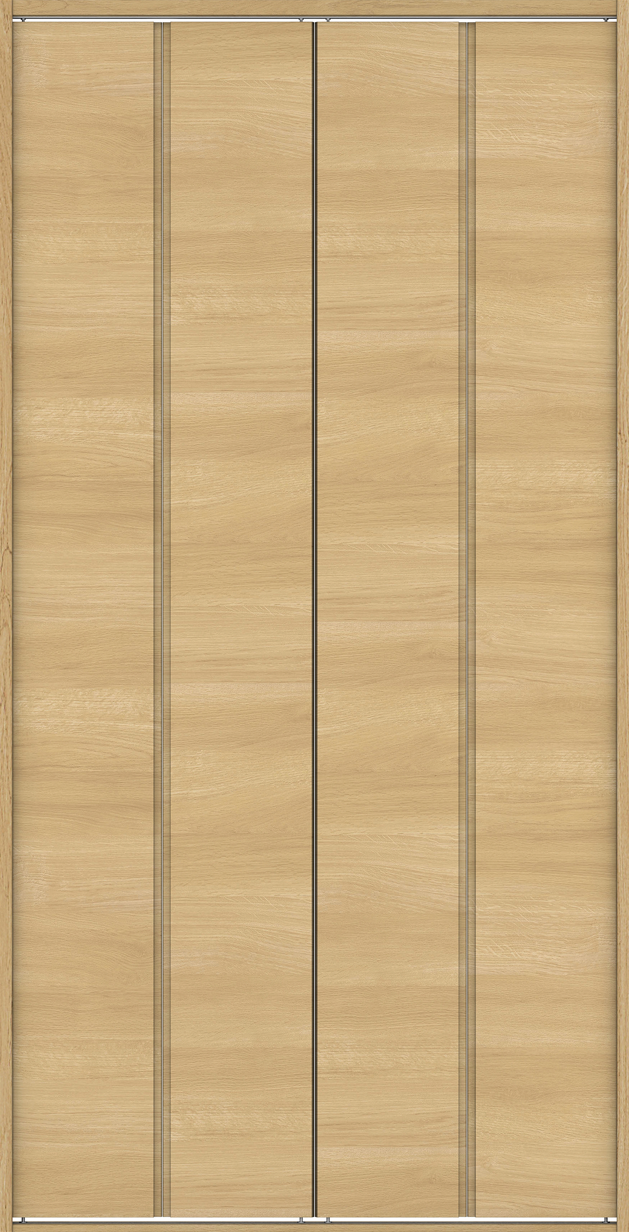 クローク収納　イエリア　折戸ユニット　ハンドルレス横木目タイプ　ウッド扉　四方枠（固定枠）　セット　１３２０幅（１．５Ｍ間口）　２３３０高　〈ライトオーカー柄〉　ハンドルレス