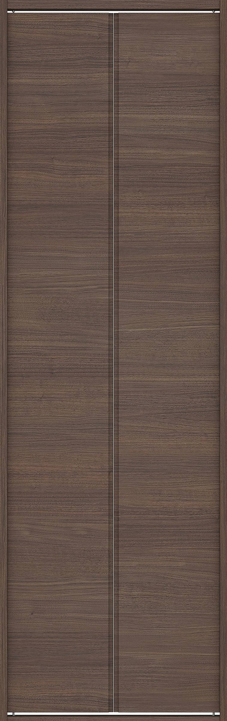 クローク収納　イエリア　折戸ユニット　ハンドルレス横木目タイプ　ウッド扉　四方枠（固定枠）　セット　７３５幅（３尺間口）　２３３０高　〈ダルブラウン柄〉　ハンドルレス