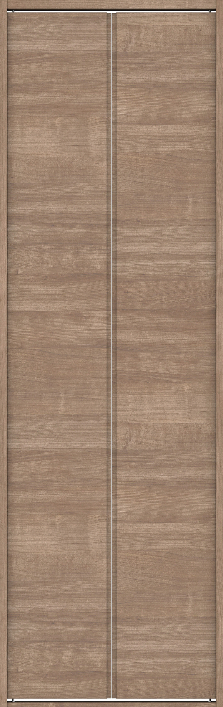 クローク収納　イエリア　折戸ユニット　ハンドルレス横木目タイプ　ウッド扉　四方枠（固定枠）　セット　７３５幅（３尺間口）　２３３０高　〈トープグレー柄〉　ハンドルレス