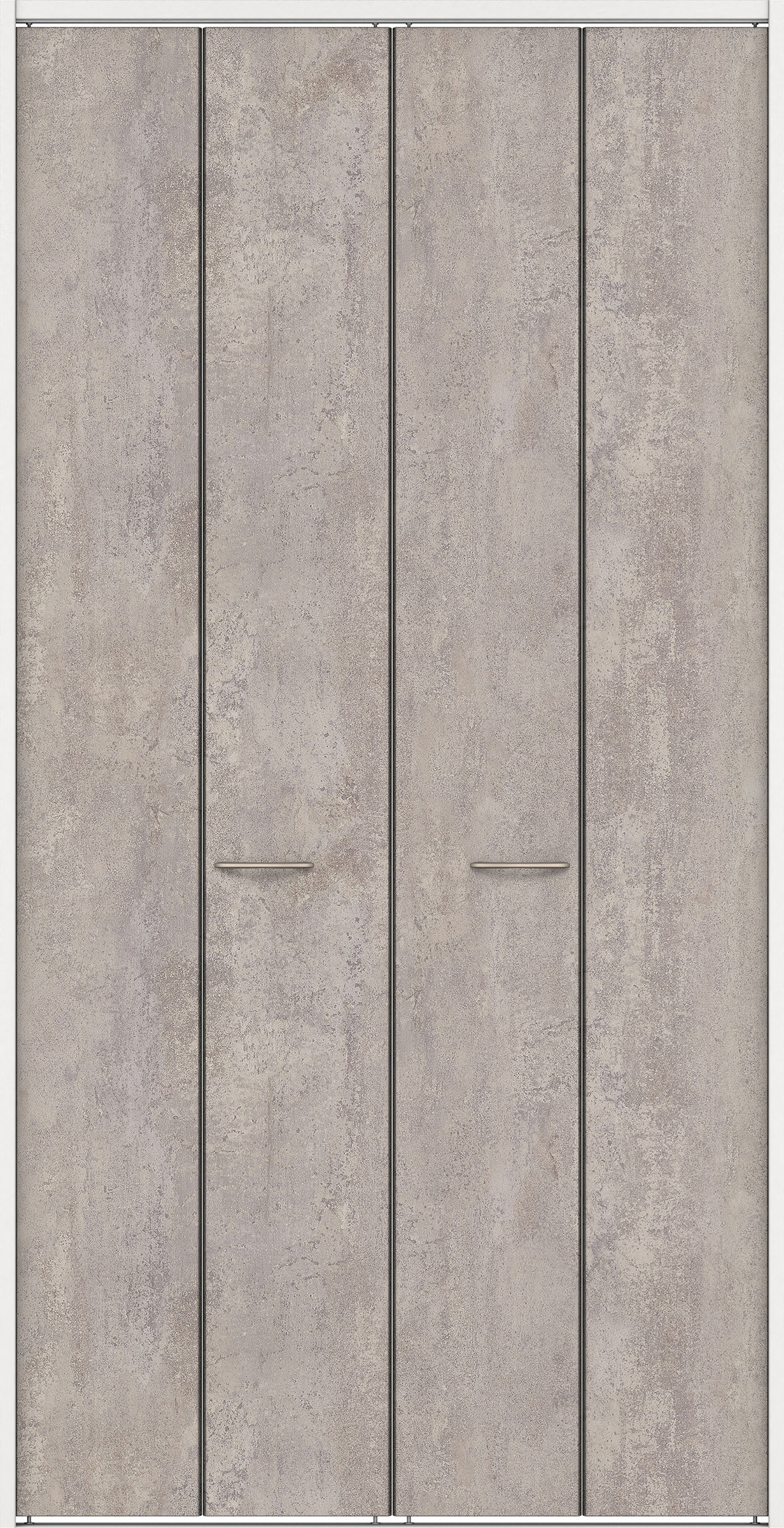 クローク収納　イエリア　折戸ユニット　フラット　パネル扉　下レール付三方枠（固定枠）　セット　１１９０幅（４．５尺間口）　２３２０高　〈コンクリートグレー柄〉　ハンドルラウンド型〈Ｔシルバー色〉