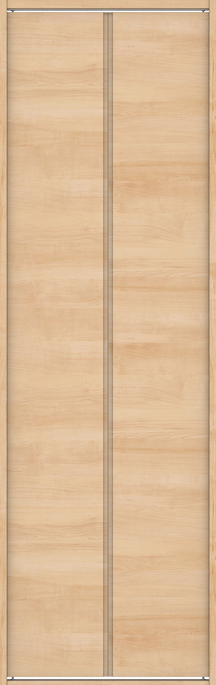 クローク収納　イエリア　折戸ユニット　ハンドルレス横木目タイプ　ウッド扉　四方枠（固定枠）　セット　７３５幅（３尺間口）　２３３０高　〈ミルベージュ柄〉　ハンドルレス