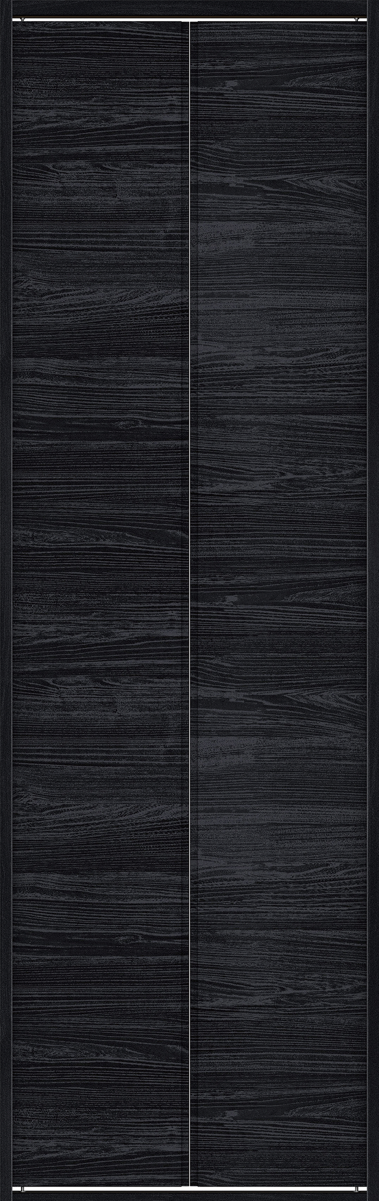 クローク収納　イエリア　折戸ユニット　ハンドルレス横木目タイプ　ウッド扉　四方枠（固定枠）　セット　７３５幅（３尺間口）　２３３０高　〈モスブラック柄〉　ハンドルレス