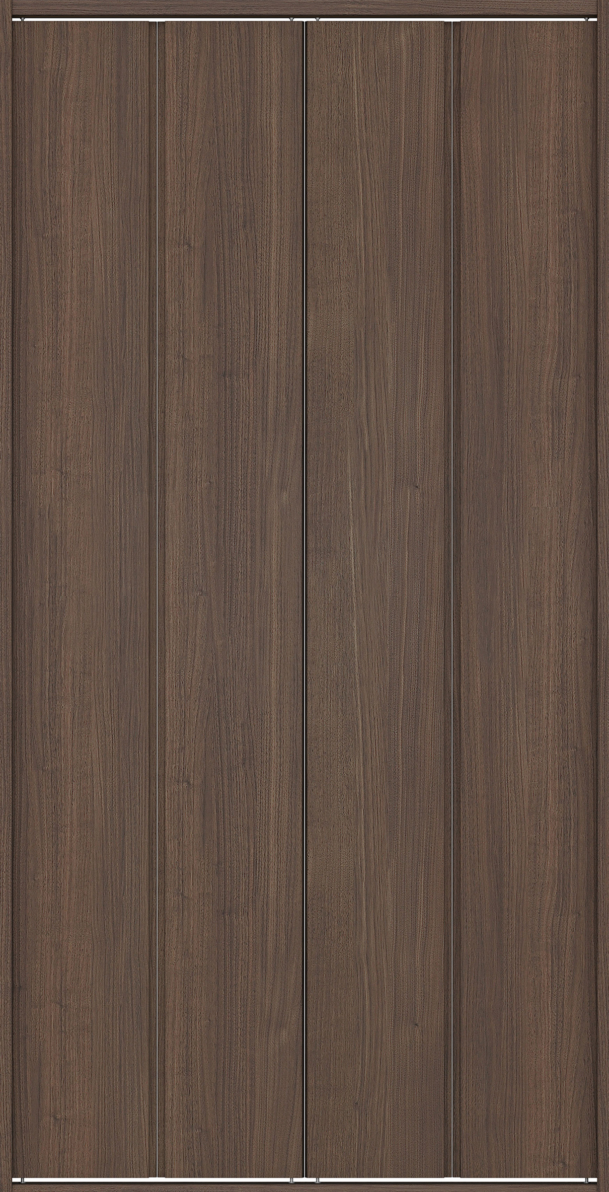 クローク収納　イエリア　折戸ユニット　ハンドルレス縦木目タイプ　ウッド扉　四方枠（固定枠）　セット　１３２０幅（１．５Ｍ間口）　２３３０高　〈ダルブラウン柄〉　ハンドルレス