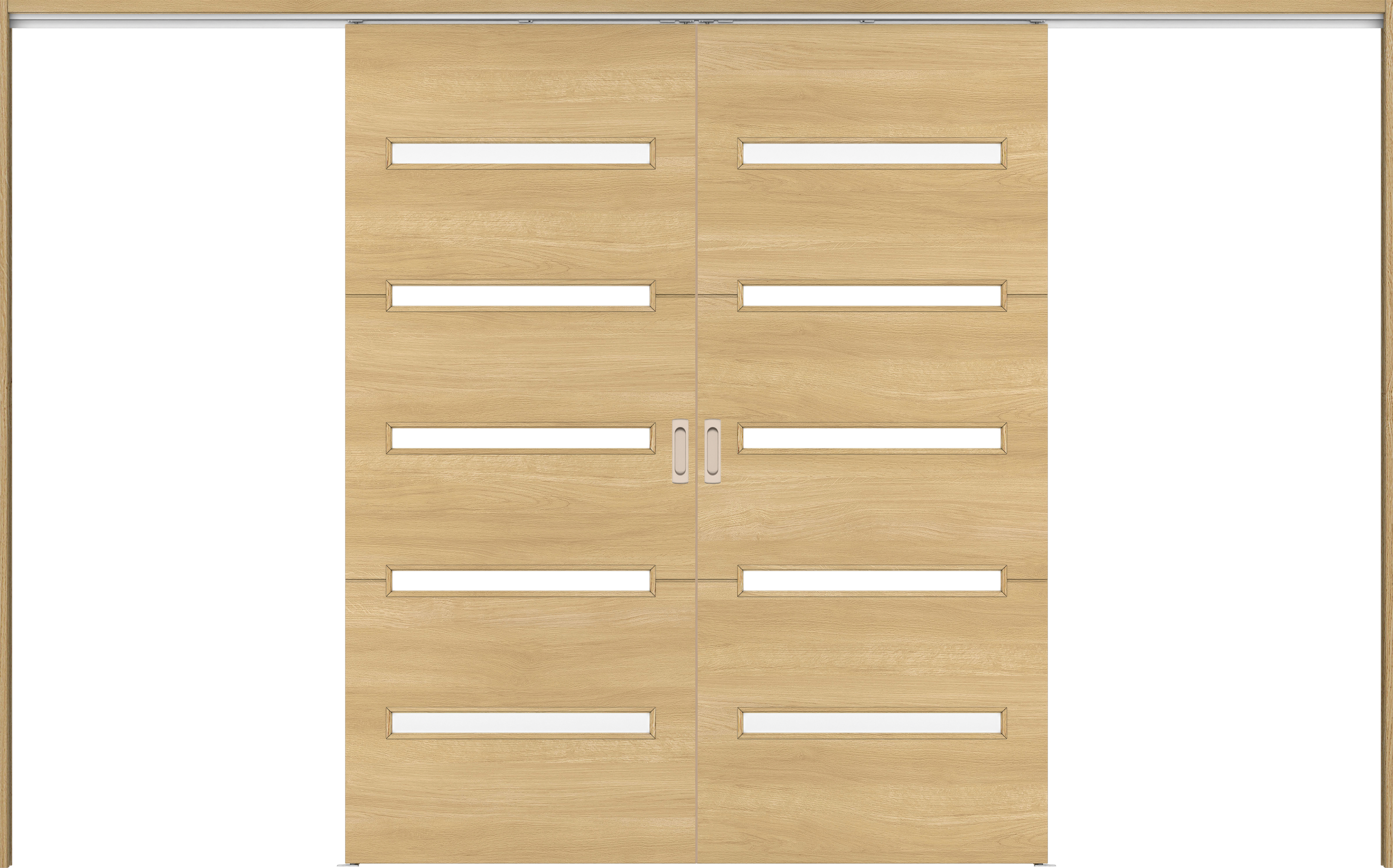 リビングドア　イエリア　吊戸・引分　扉セット　Ｙ４デザイン　３２６６幅用　２０００高　〈ライトオーカー柄〉　左右兼用　錠なし　ラクラクローズ付用