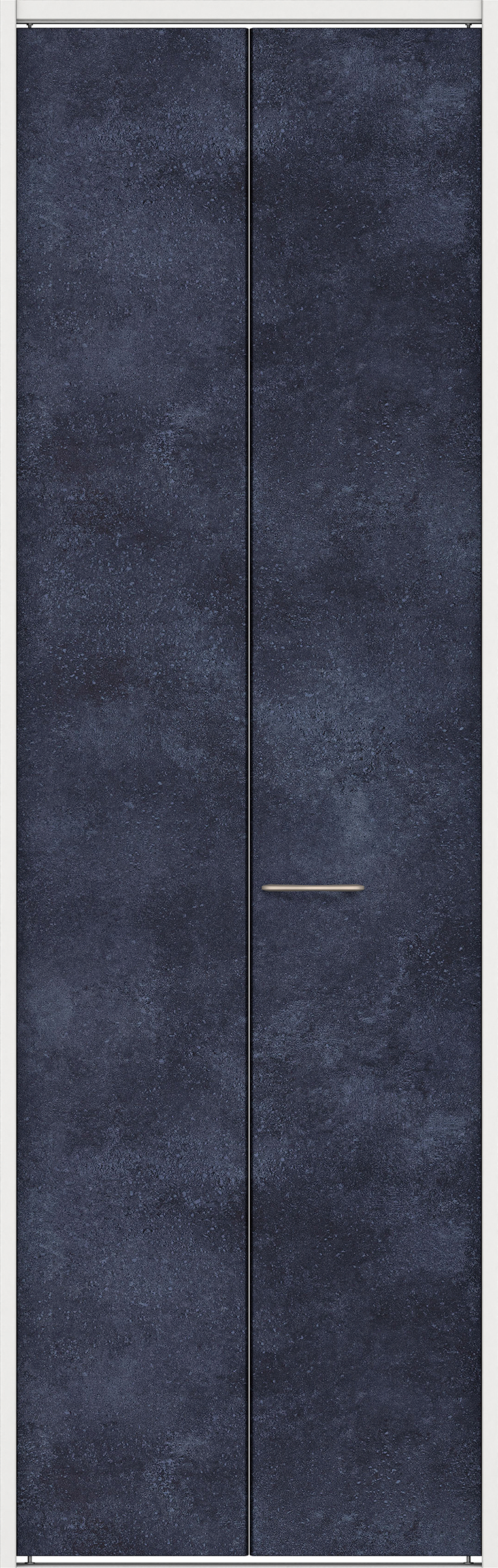 クローク収納　イエリア　折戸ユニット　フラットタイプ　パネル扉　下レール付三方枠（固定枠）　セット　７３５幅（３尺間口）　２３２０高　〈コバルトブルー柄〉　ハンドル角型〈ブラック色〉