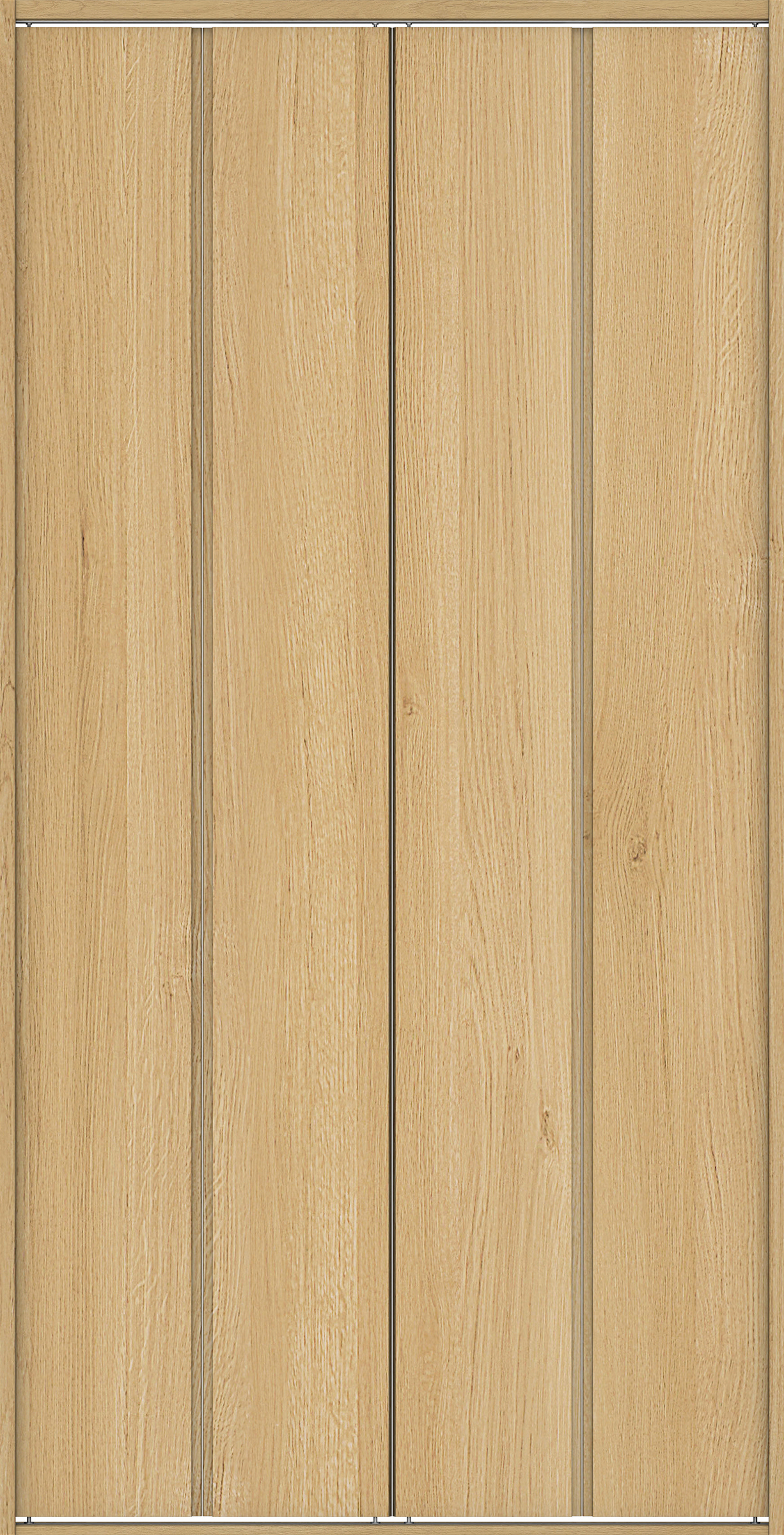 クローク収納　イエリア　折戸ユニット　ハンドルレス縦木目タイプ　ウッド扉　四方枠（固定枠）　セット　１３２０幅（１．５Ｍ間口）　２３３０高　〈ライトオーカー柄〉　ハンドルレス