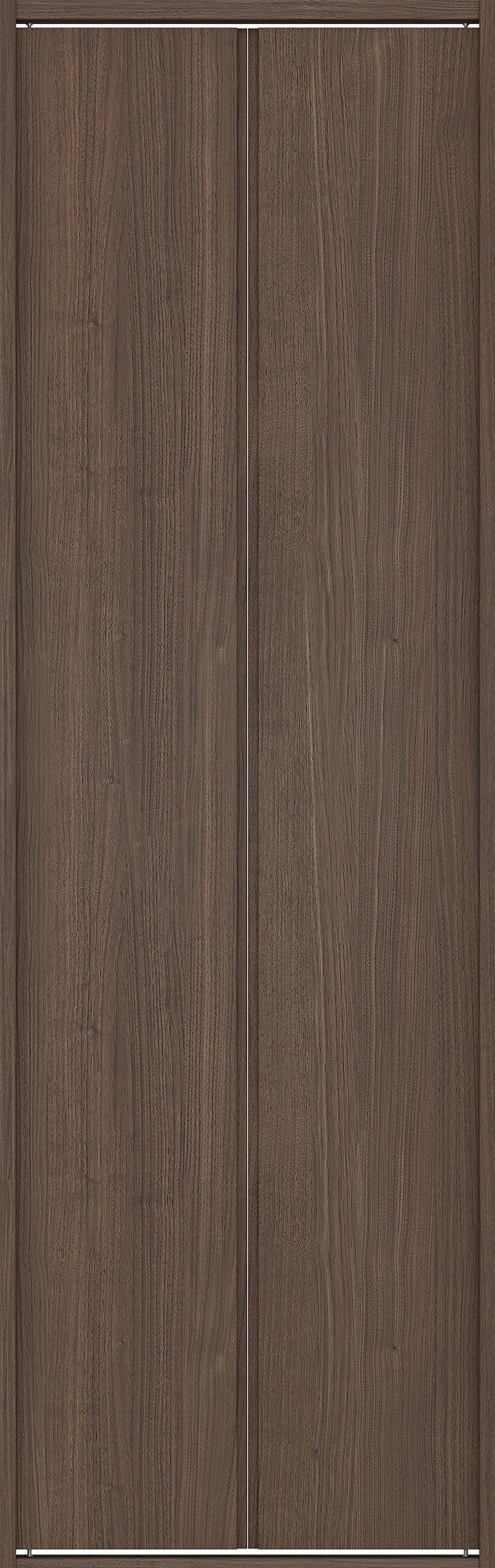 クローク収納　イエリア　折戸ユニット　ハンドルレス縦木目タイプ　ウッド扉　四方枠（固定枠）　セット　７３５幅（３尺間口）　２３３０高　〈ダルブラウン柄〉　ハンドルレス