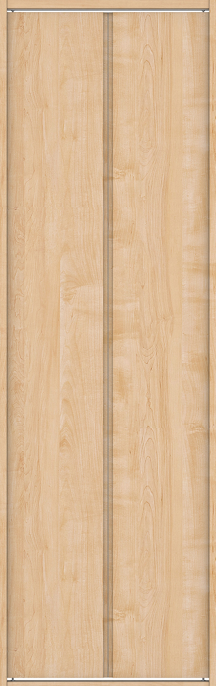 クローク収納　イエリア　折戸ユニット　ハンドルレス縦木目タイプ　ウッド扉　四方枠（固定枠）　セット　７３５幅（３尺間口）　２３３０高　〈ミルベージュ柄〉　ハンドルレス