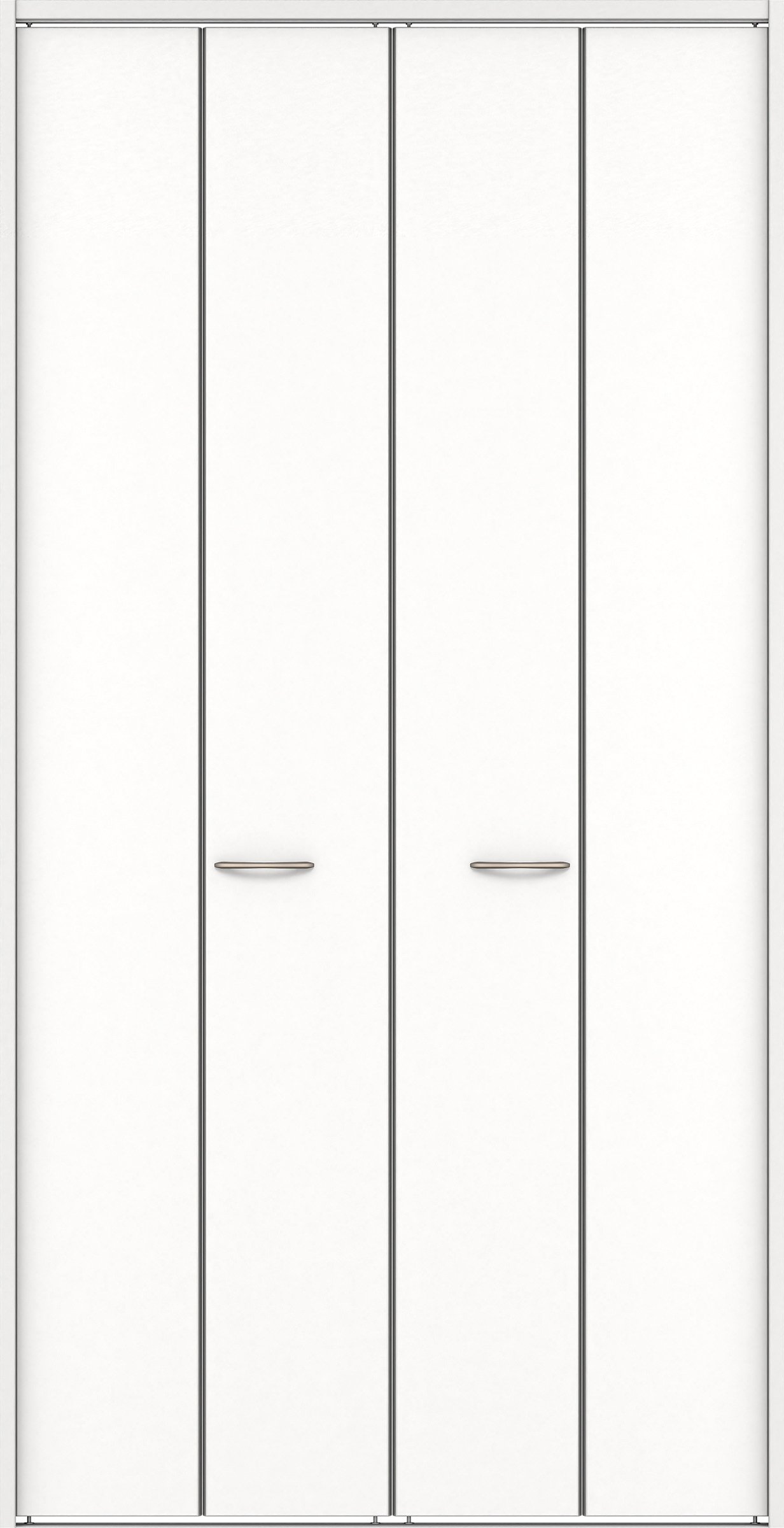 クローク収納　イエリア　折戸ユニット　フラット縦木目　ウッド扉　下レール付三方枠（固定枠）　セット　１３２０幅（１．５Ｍ間口）　２３２０高　〈パウダーホワイト柄〉　ハンドルラウンド型〈Ｔシルバー色〉
