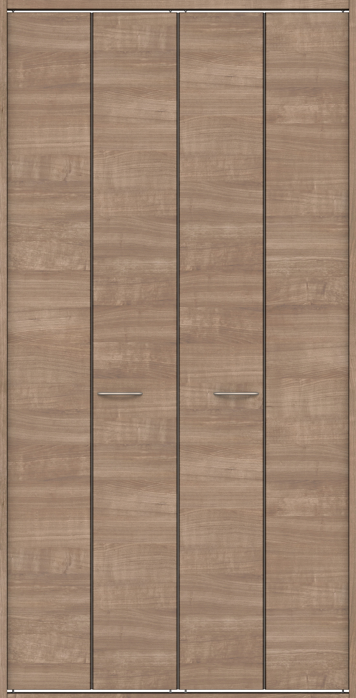 クローク収納　イエリア　折戸ユニット　フラット横木目タイプ　ウッド扉　四方枠（固定枠）　セット　１１９０幅（４．５尺間口）　２３３０高　〈トープグレー柄〉　ハンドルラウンド型〈Ｔシルバー色〉