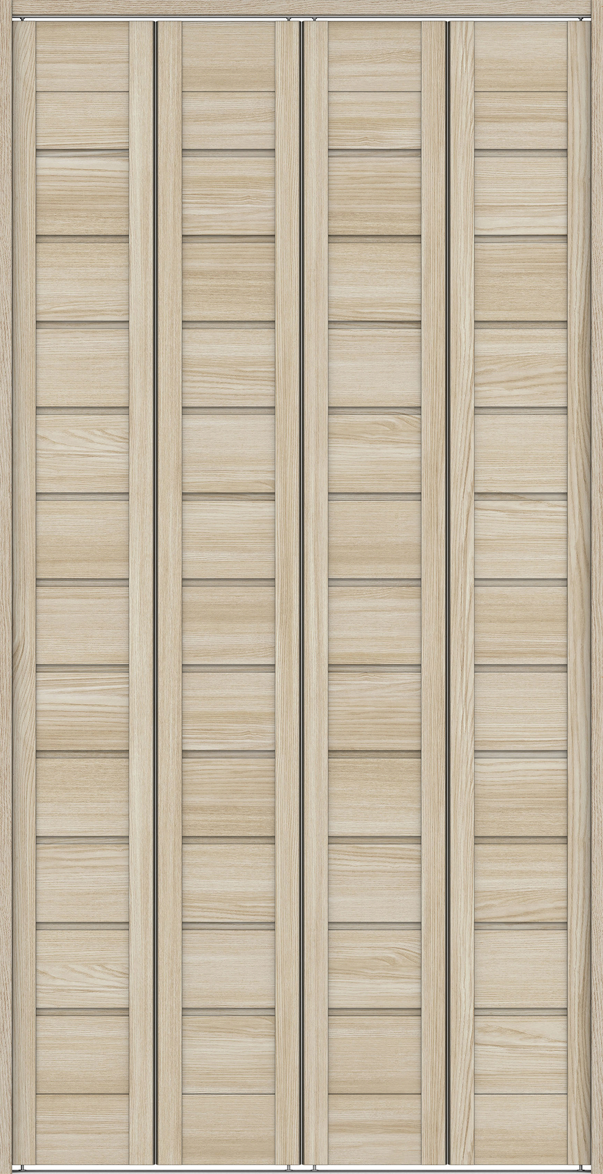 クローク収納　イエリア　折戸ユニット　通気タイプ　ウッド扉　下レール付三方枠（固定枠）　セット　１１９０幅（４．５尺間口）　２３２０高　〈ソフトグレージュ柄〉　ハンドルレス