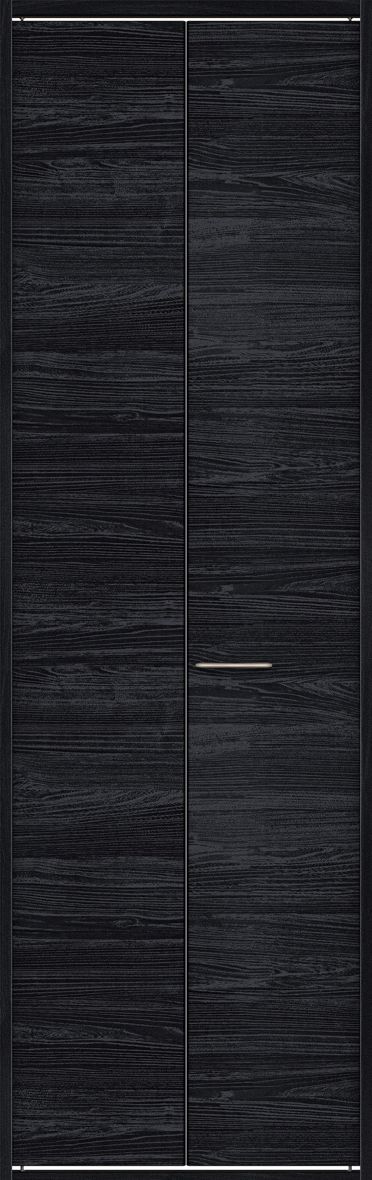 クローク収納　イエリア　折戸ユニット　フラット横木目タイプ　ウッド扉　四方枠（固定枠）　セット　８２０幅（１Ｍ間口）　２３３０高　〈モスブラック柄〉　ハンドルラウンド型〈Ｔシルバー色〉