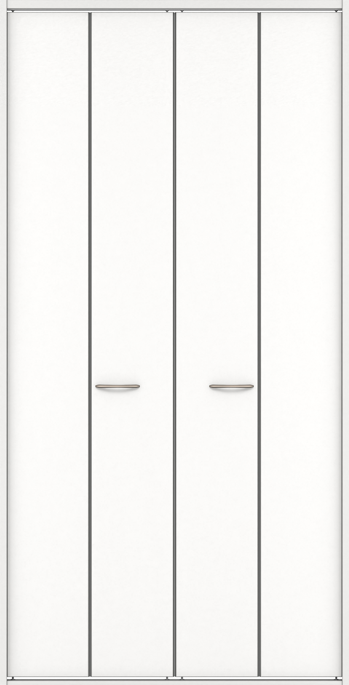 クローク収納　イエリア　折戸ユニット　フラット縦木目タイプ　ウッド扉　四方枠（固定枠）　セット　１１９０幅（４．５尺間口）　２３３０高　〈パウダーホワイト柄〉　ハンドルラウンド型〈Ｔシルバー色〉