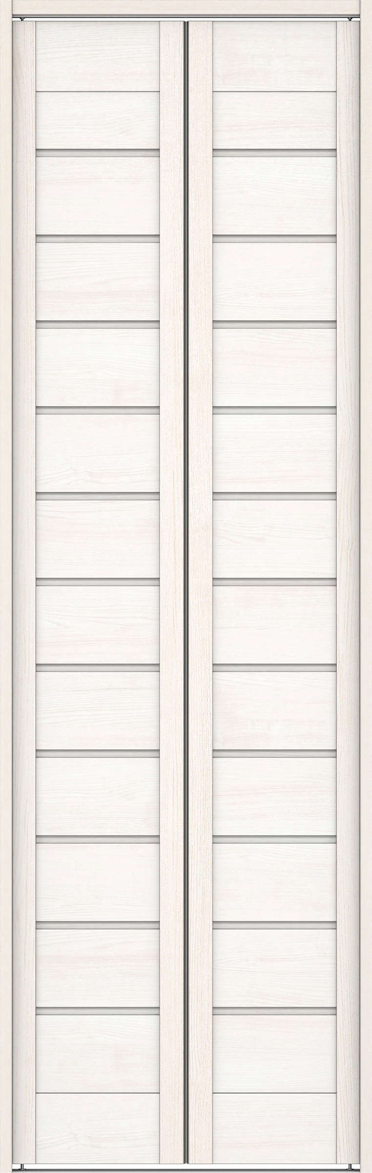 クローク収納　イエリア　折戸ユニット　通気タイプ　ウッド扉　下レール付三方枠（固定枠）　セット　７３５幅（３尺間口）　２３２０高　〈ネオホワイト柄〉　ハンドルレス