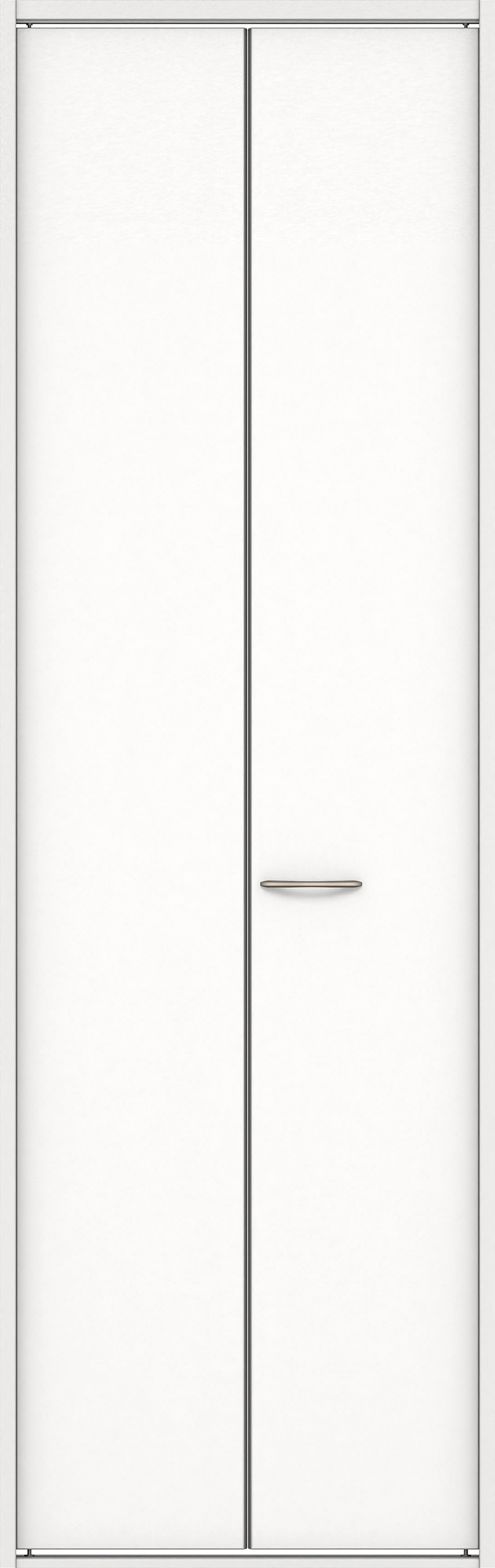 クローク収納　イエリア　折戸ユニット　フラット縦木目タイプ　ウッド扉　四方枠（固定枠）　セット　７３５幅（３尺間口）　２３３０高　〈パウダーホワイト柄〉　ハンドルラウンド型〈Ｔシルバー色〉