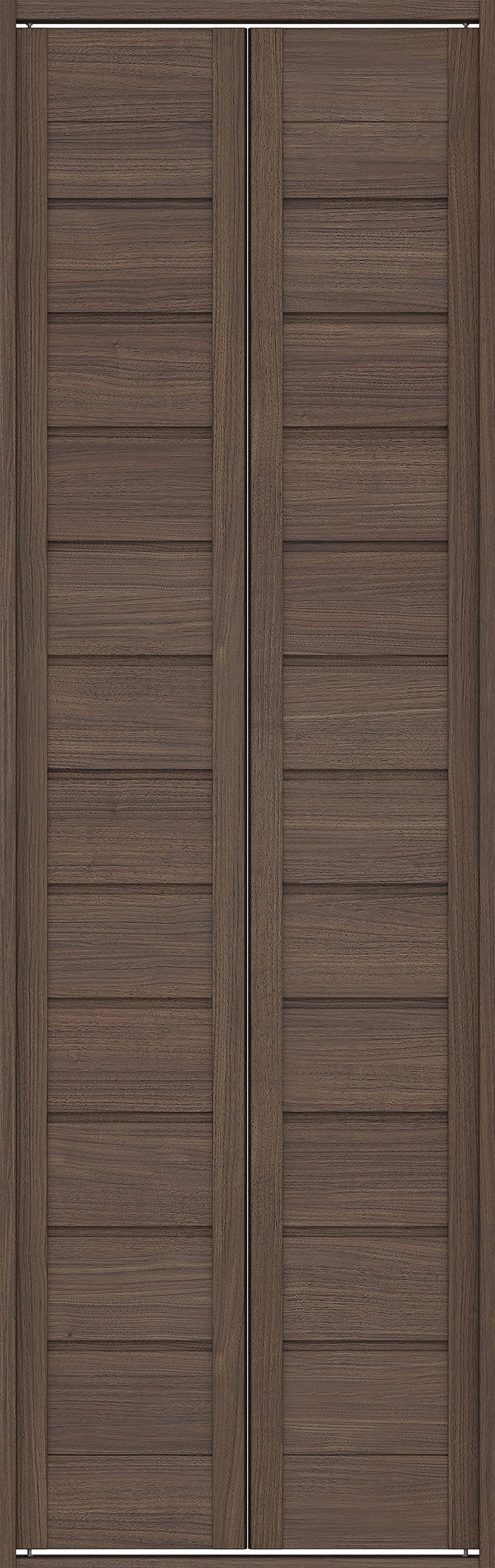 クローク収納　イエリア　折戸ユニット　通気タイプ　ウッド扉　四方枠（固定枠）　セット　７３５幅（３尺間口）　２３３０高　〈ダルブラウン柄〉　ハンドルレス