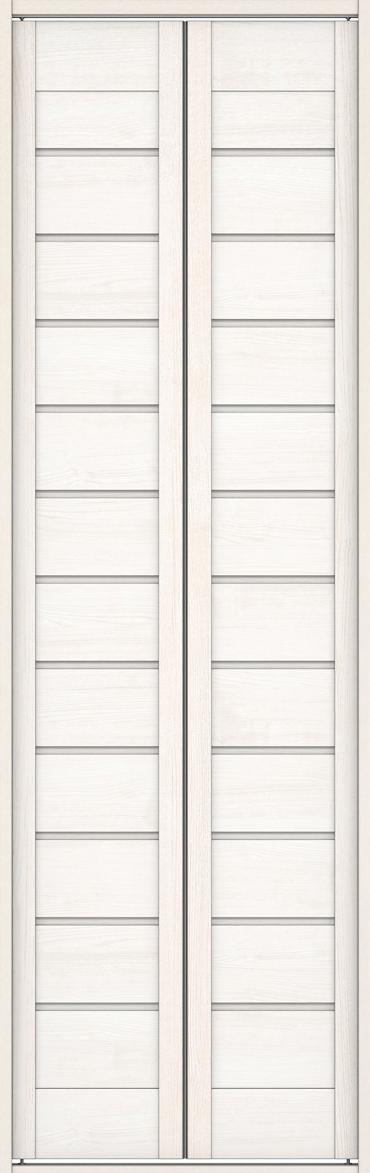 クローク収納　イエリア　折戸ユニット　通気タイプ　ウッド扉　四方枠（固定枠）　セット　７３５幅（３尺間口）　２３３０高　〈ネオホワイト柄〉　ハンドルレス