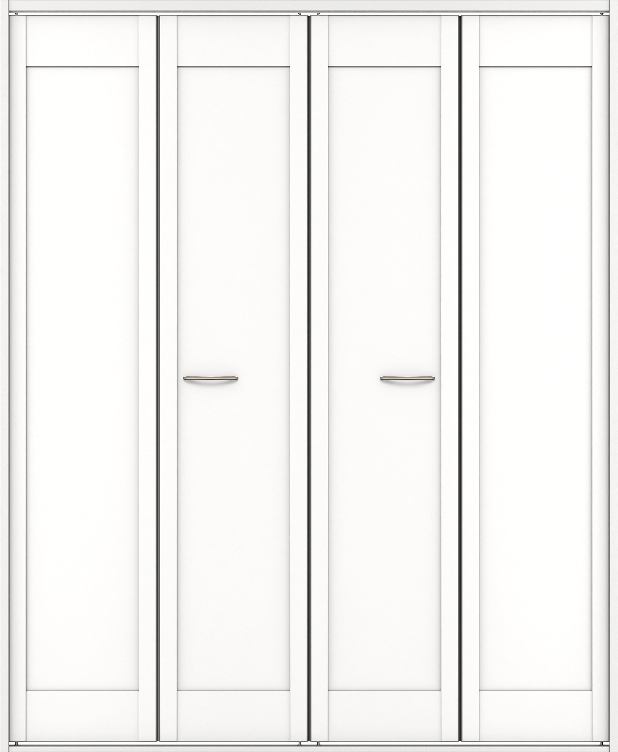 クローク収納　イエリア　折戸ユニット　カマチタイプ　ウッド扉　四方枠（固定枠）　セット　１６８０幅（６尺間口）　２０４５高　〈パウダーホワイト柄〉　ハンドルラウンド型〈Ｔシルバー色〉