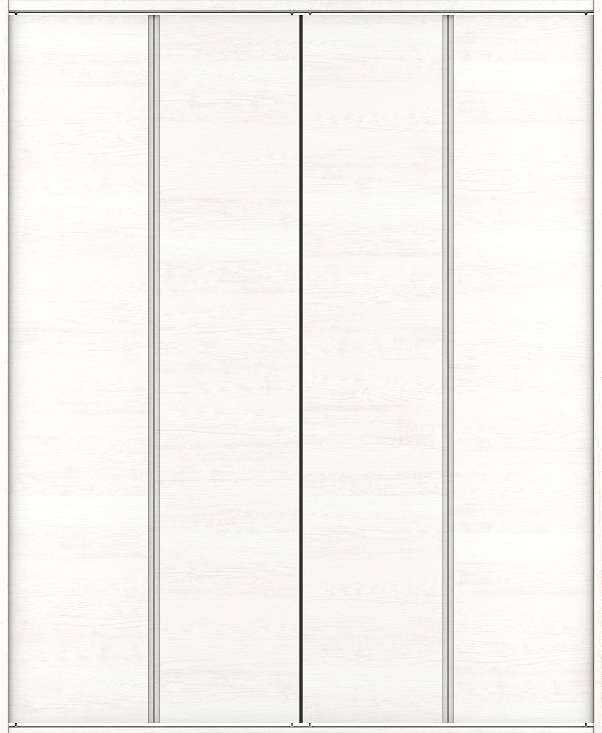 クローク収納　イエリア　折戸ユニット　ハンドルレス横木目タイプ　ウッド扉　四方枠（固定枠）　セット　１８２０幅（２Ｍ間口）　２０４５高　〈ネオホワイト柄〉　ハンドルレス