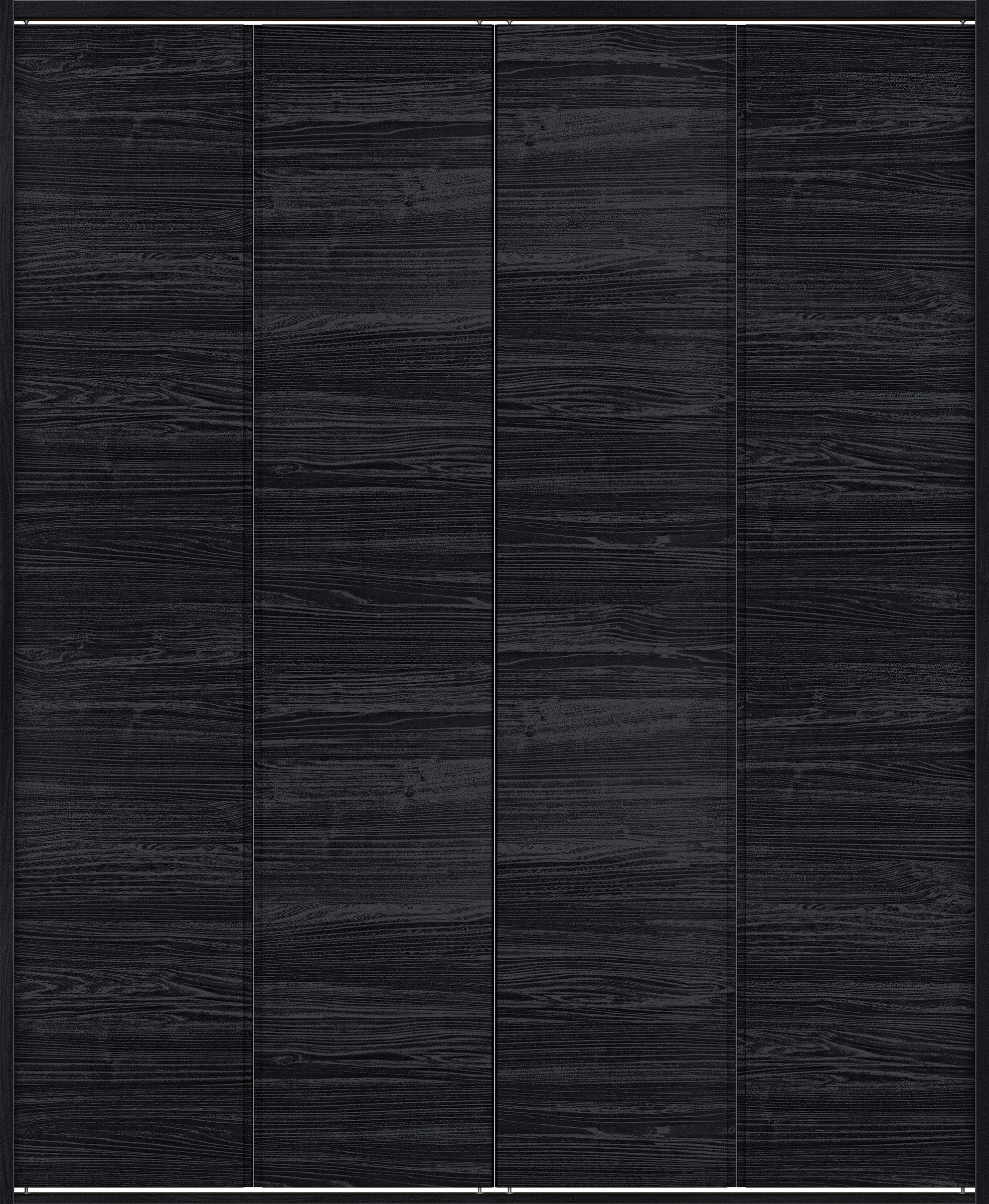 クローク収納　イエリア　折戸ユニット　ハンドルレス横木目タイプ　ウッド扉　四方枠（固定枠）　セット　１８２０幅（２Ｍ間口）　２０４５高　〈モスブラック柄〉　ハンドルレス