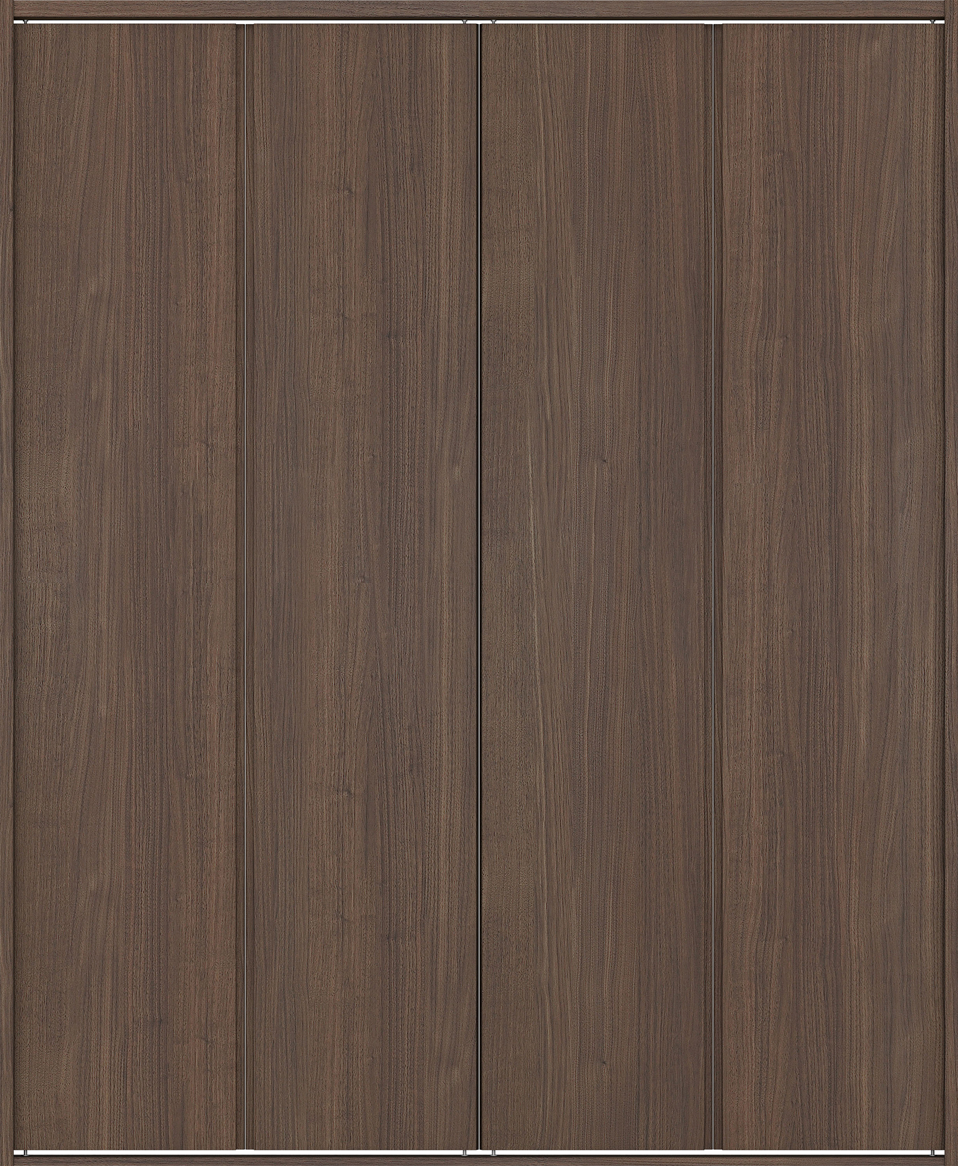 クローク収納　イエリア　折戸ユニット　ハンドルレス縦木目タイプ　ウッド扉　四方枠（固定枠）　セット　１８２０幅（２Ｍ間口）　２０４５高　〈ダルブラウン柄〉　ハンドルレス