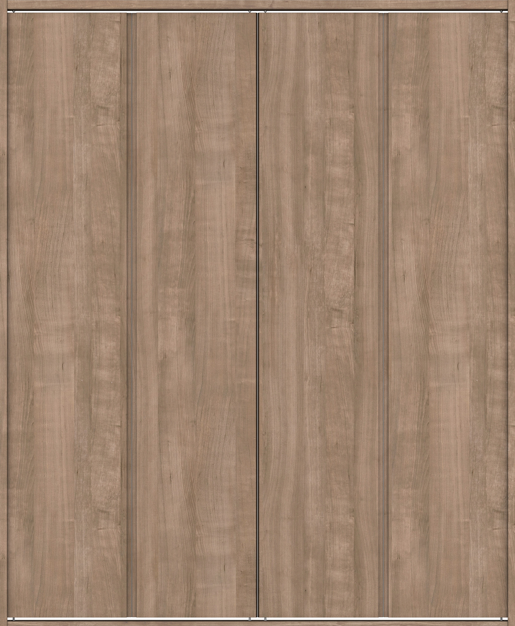 クローク収納　イエリア　折戸ユニット　ハンドルレス縦木目タイプ　ウッド扉　四方枠（固定枠）　セット　１８２０幅（２Ｍ間口）　２０４５高　〈トープグレー柄〉　ハンドルレス