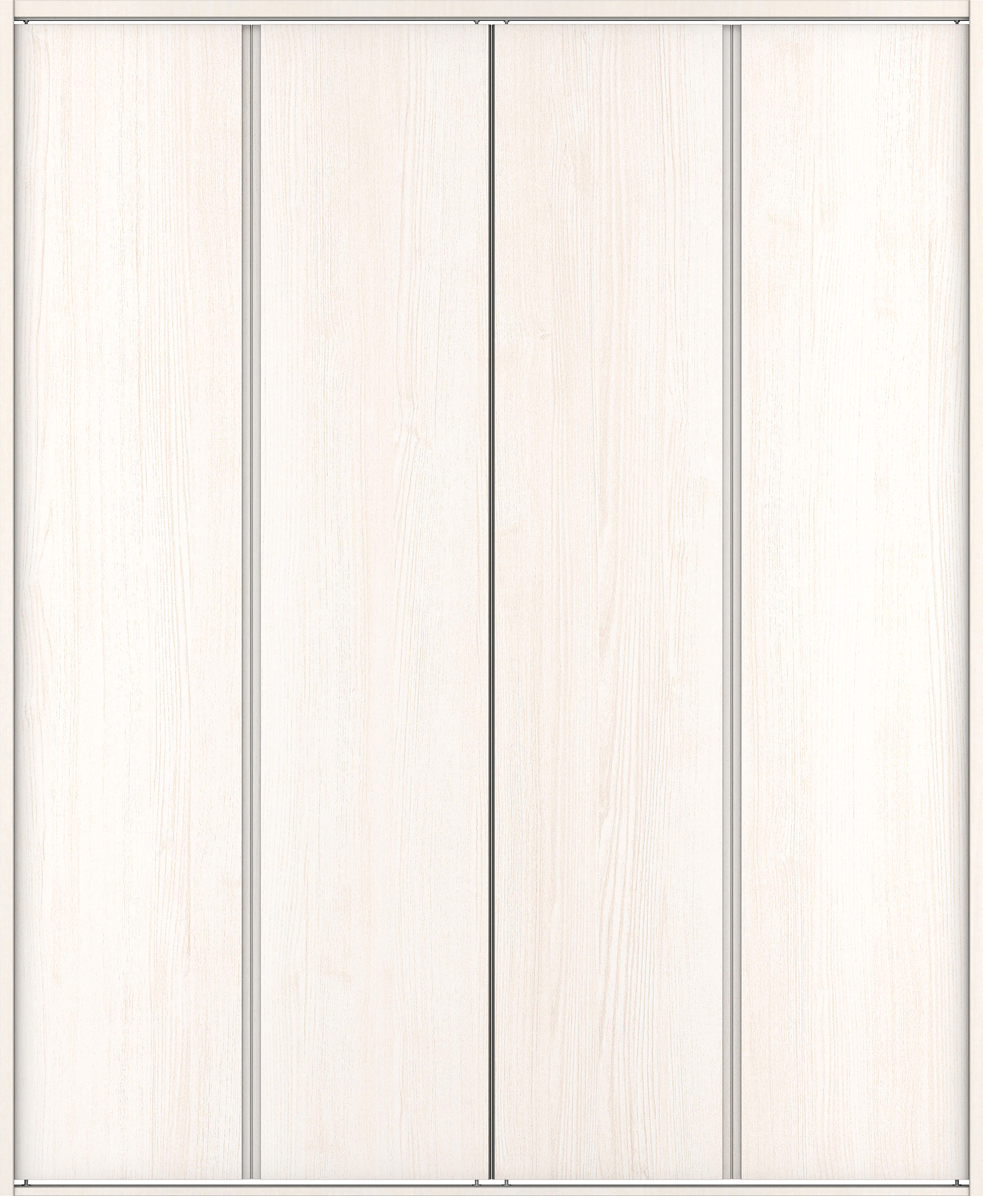 クローク収納　イエリア　折戸ユニット　ハンドルレス縦木目タイプ　ウッド扉　四方枠（固定枠）　セット　１６４４幅（６尺小間口）　２０４５高　〈ネオホワイト柄〉　ハンドルレス