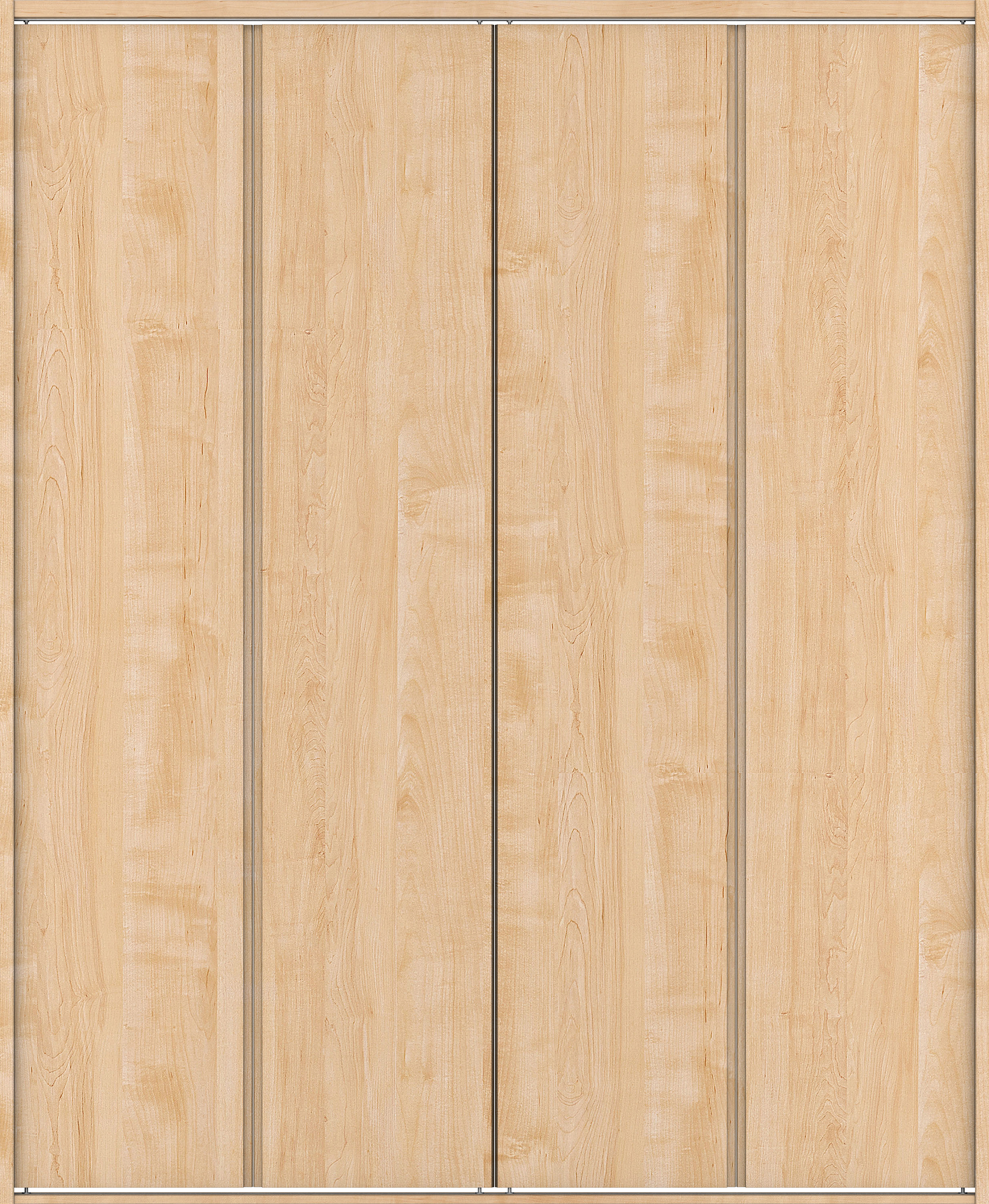 クローク収納　イエリア　折戸ユニット　ハンドルレス縦木目タイプ　ウッド扉　四方枠（固定枠）　セット　１８２０幅（２Ｍ間口）　２０４５高　〈ミルベージュ柄〉　ハンドルレス