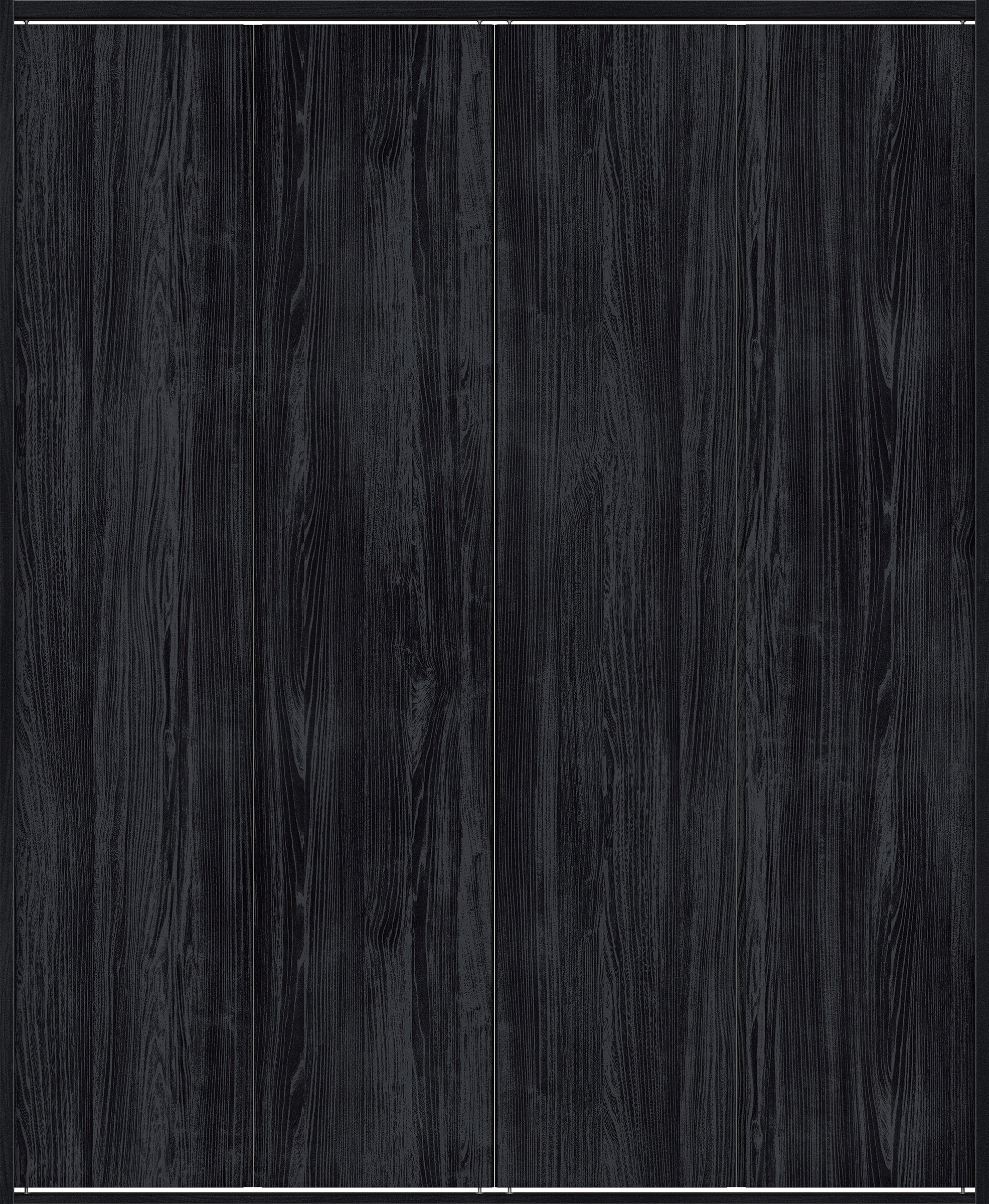 クローク収納　イエリア　折戸ユニット　ハンドルレス縦木目タイプ　ウッド扉　四方枠（固定枠）　セット　１８２０幅（２Ｍ間口）　２０４５高　〈モスブラック柄〉　ハンドルレス