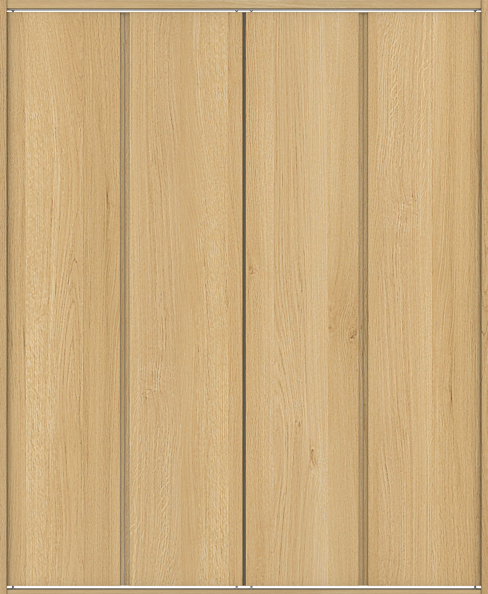 クローク収納　イエリア　折戸ユニット　ハンドルレス縦木目タイプ　ウッド扉　四方枠（固定枠）　セット　１８２０幅（２Ｍ間口）　２０４５高　〈ライトオーカー柄〉　ハンドルレス