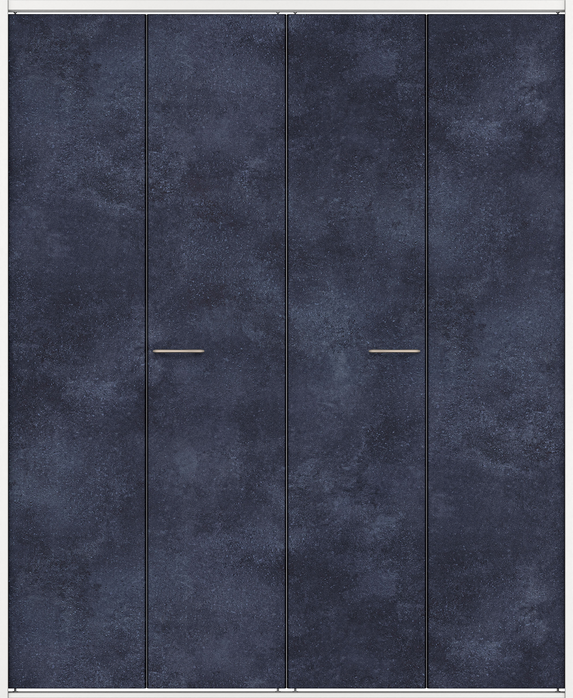 クローク収納　イエリア　折戸ユニット　フラットタイプ　パネル扉　四方枠（固定枠）　セット　１６８０幅（６尺間口）　２０４５高　〈コバルトブルー柄〉　ハンドルラウンド型〈Ｔシルバー色〉　抗ウイルス