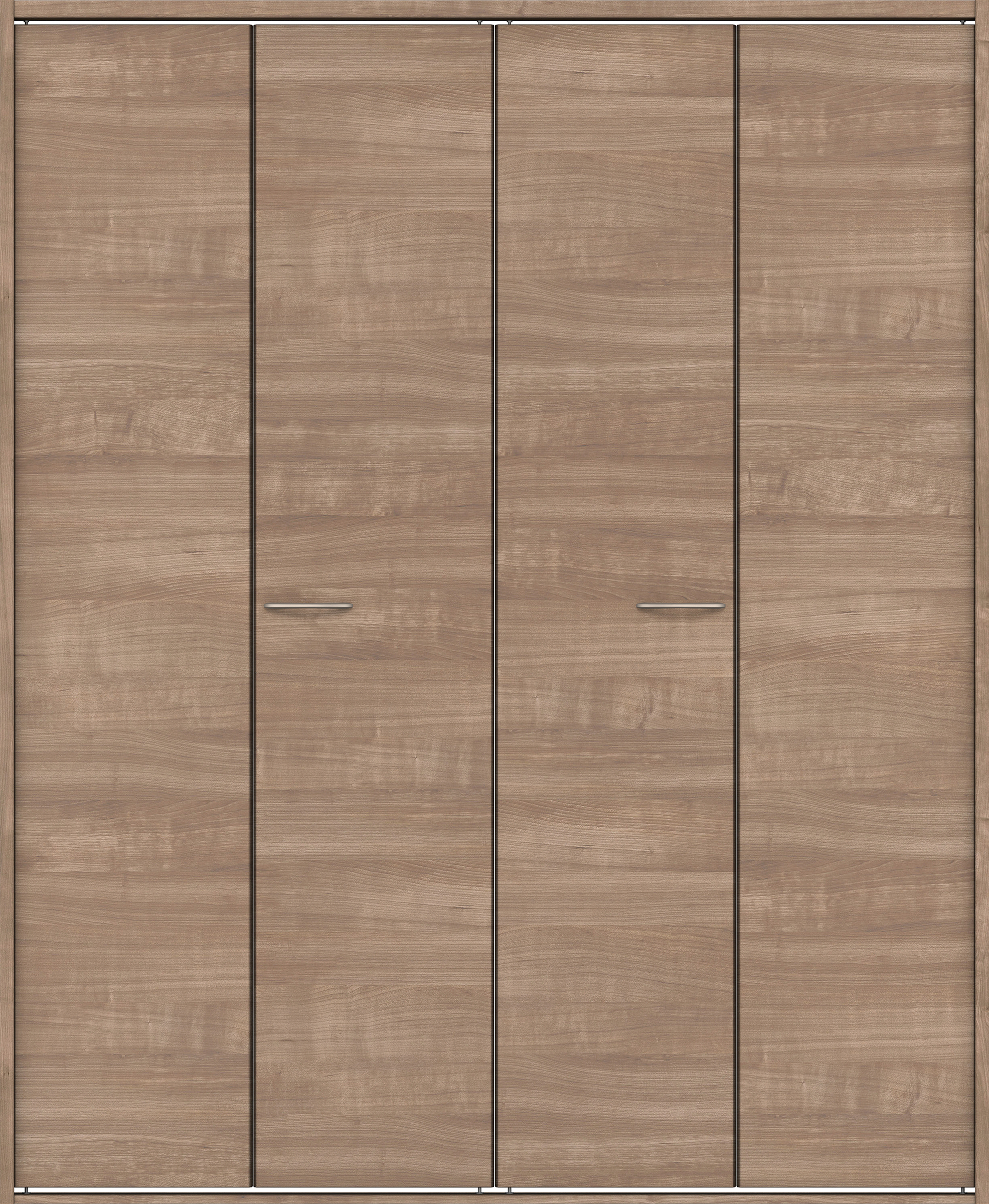 クローク収納　イエリア　折戸ユニット　フラット横木目タイプ　ウッド扉　四方枠（固定枠）　セット　１８２０幅（２Ｍ間口）　２０４５高　〈トープグレー柄〉　ハンドルラウンド型〈Ｔシルバー色〉