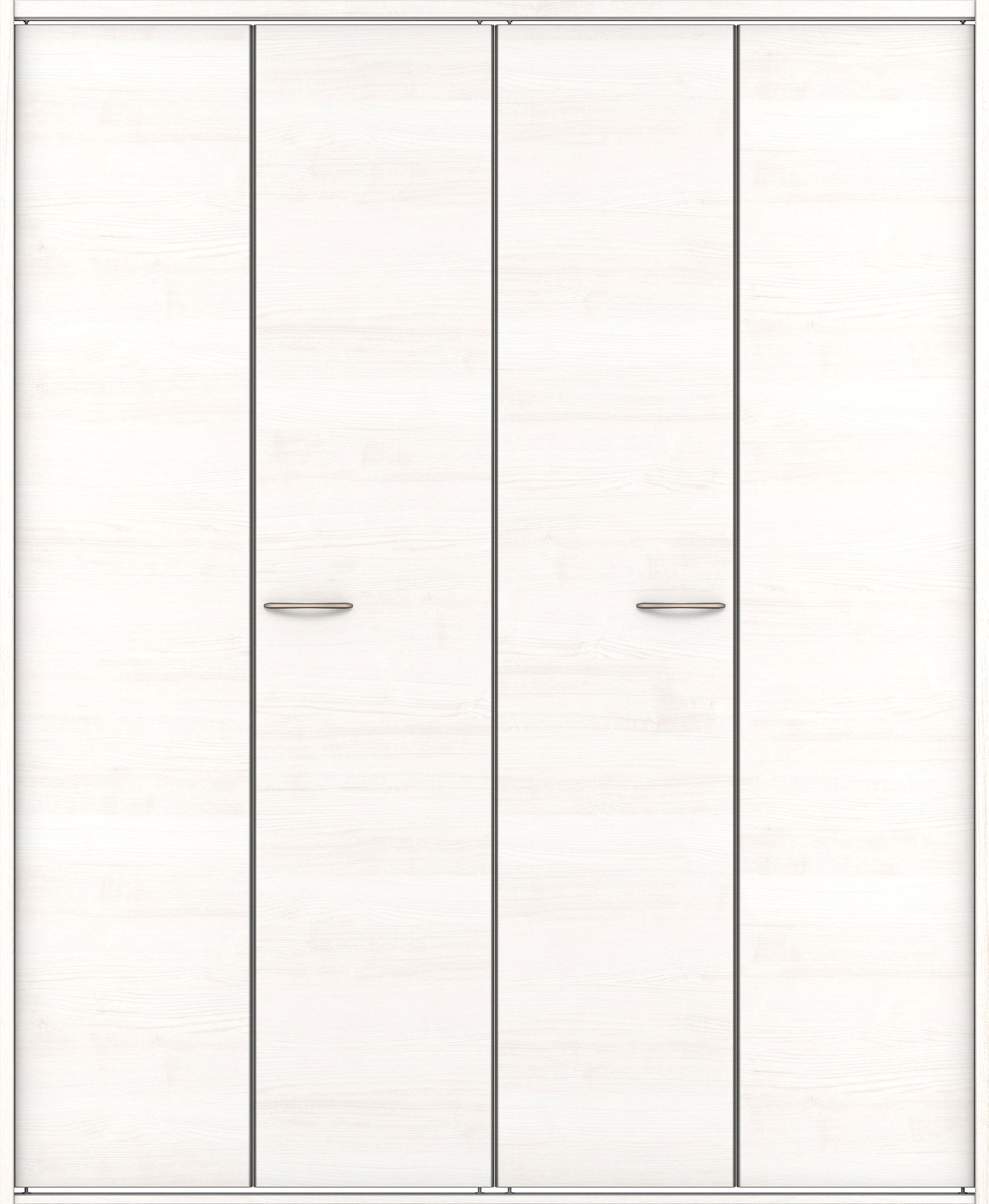 クローク収納　イエリア　折戸ユニット　フラット横木目タイプ　ウッド扉　四方枠（固定枠）　セット　１６４４幅（６尺小間口）　２０４５高　〈ネオホワイト柄〉　ハンドル角型〈ブラック色〉