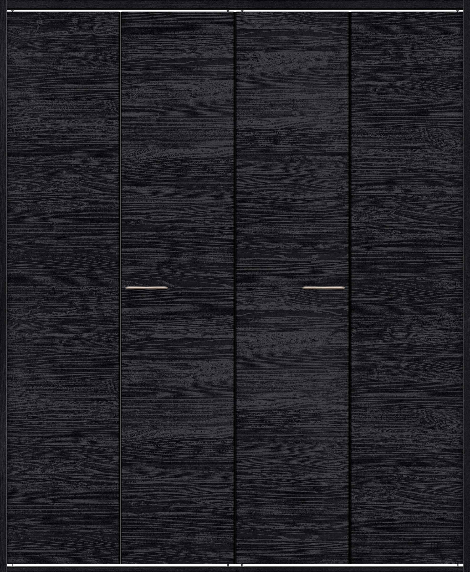 クローク収納　イエリア　折戸ユニット　フラット横木目タイプ　ウッド扉　四方枠（固定枠）　セット　１６４４幅（６尺小間口）　２０４５高　〈モスブラック柄〉　ハンドルラウンド型〈Ｔシルバー色〉