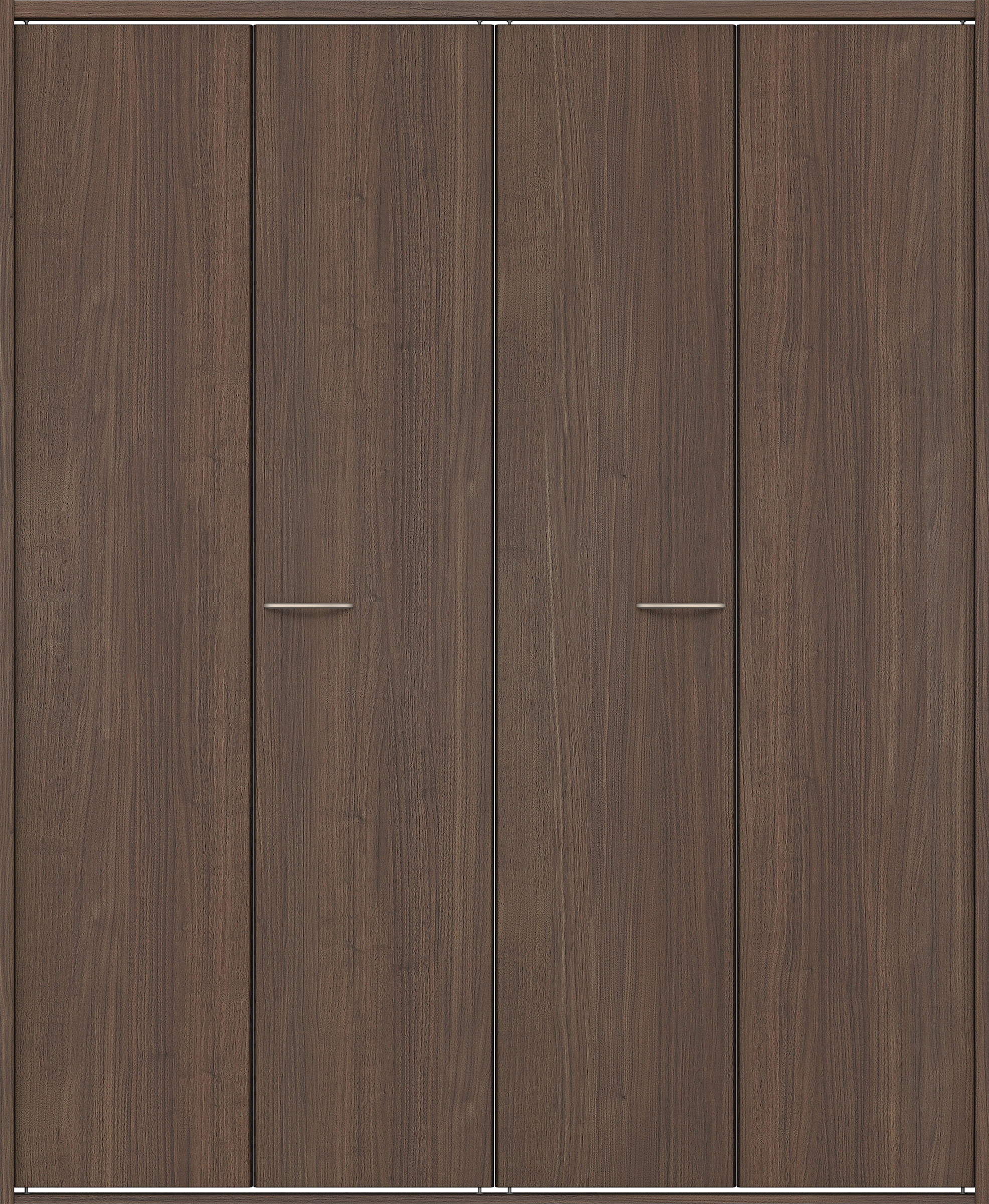 クローク収納　イエリア　折戸ユニット　フラット縦木目タイプ　ウッド扉　四方枠（固定枠）　セット　１６４４幅（６尺小間口）　２０４５高　〈ダルブラウン柄〉　ハンドルラウンド型〈Ｔシルバー色〉　抗ウイルス