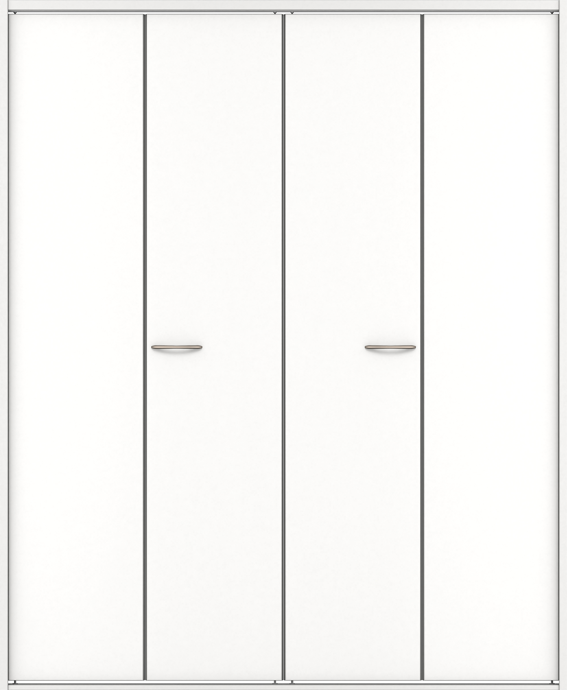 クローク収納　イエリア　折戸ユニット　フラット縦木目タイプ　ウッド扉　四方枠（固定枠）　セット　１６４４幅（６尺小間口）　２０４５高　〈パウダーホワイト柄〉　ハンドルラウンド型〈Ｔシルバー色〉