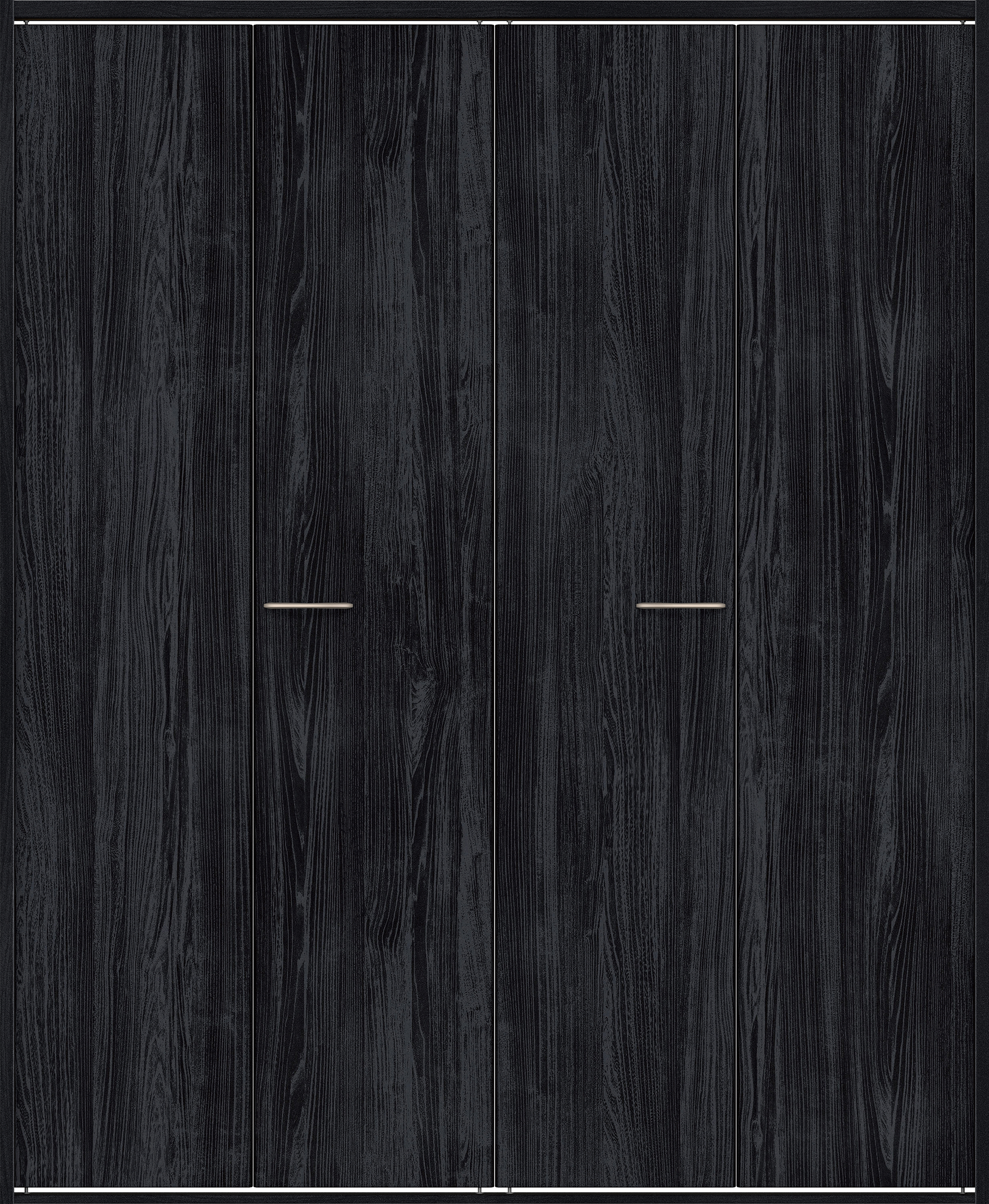 クローク収納　イエリア　折戸ユニット　フラット縦木目タイプ　ウッド扉　四方枠（固定枠）　セット　１６４４幅（６尺小間口）　２０４５高　〈モスブラック柄〉　ハンドルラウンド型〈Ｔシルバー色〉