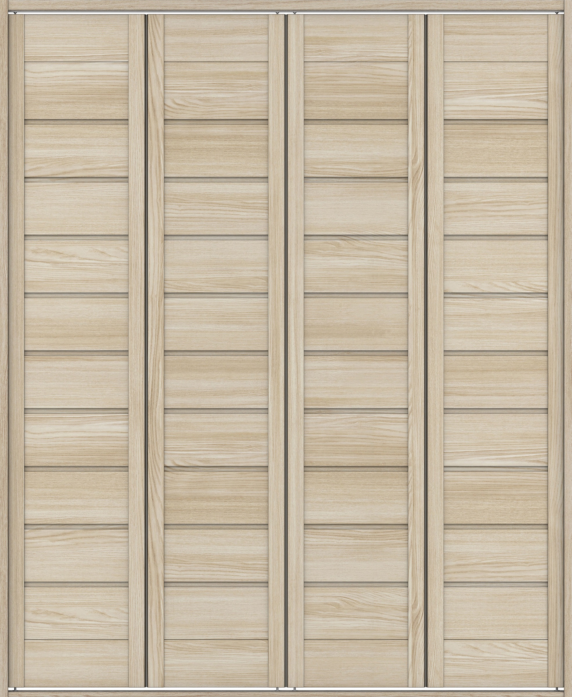 クローク収納　イエリア　折戸ユニット　通気タイプ　ウッド扉　四方枠（固定枠）　セット　１６８０幅（６尺間口）　２０４５高　〈ソフトグレージュ柄〉　ハンドルレス