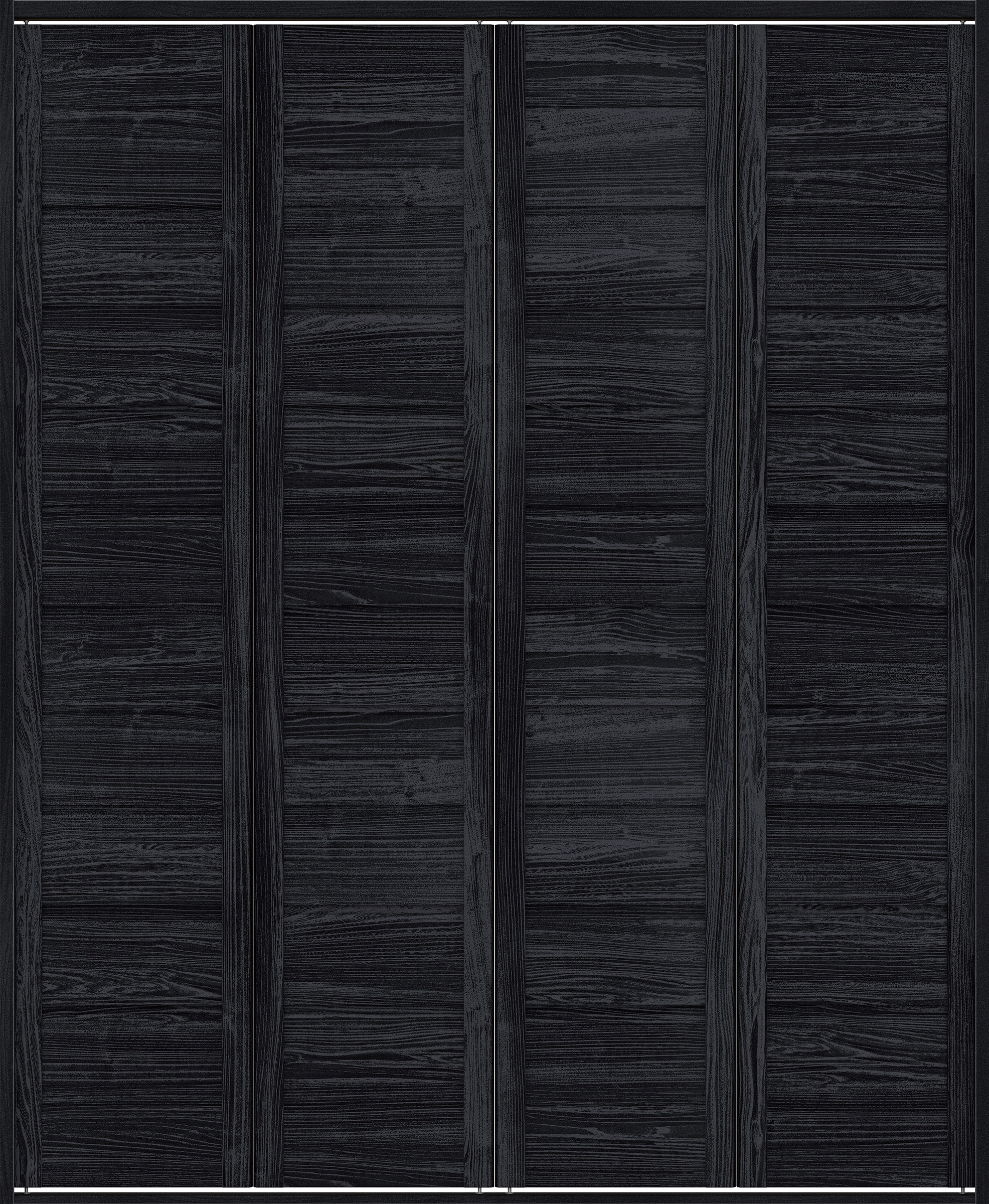 クローク収納　イエリア　折戸ユニット　通気タイプ　ウッド扉　四方枠（固定枠）　セット　１６８０幅（６尺間口）　２０４５高　〈モスブラック柄〉　ハンドルレス