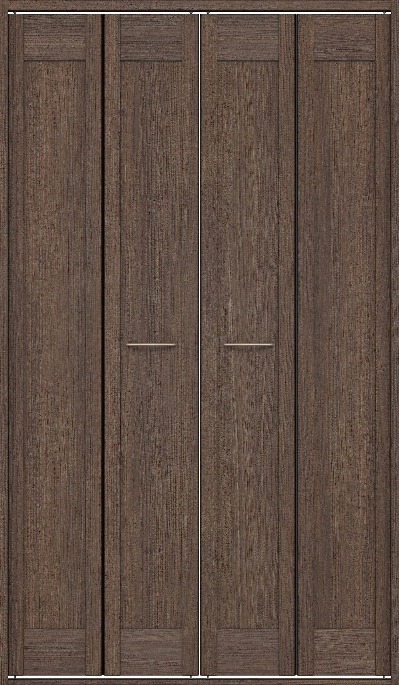 クローク収納　イエリア　折戸ユニット　カマチタイプ　ウッド扉　四方枠（固定枠）　セット　１１９０幅（４．５尺間口）　２０４５高　〈ダルブラウン柄〉　ハンドルラウンド型〈Ｔシルバー色〉