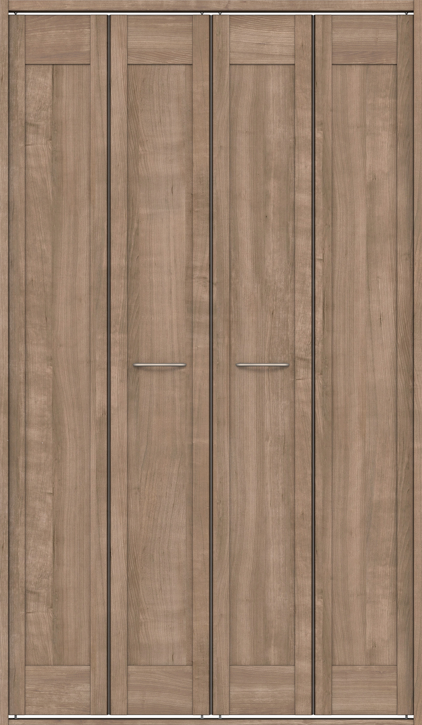 クローク収納　イエリア　折戸ユニット　カマチタイプ　ウッド扉　四方枠（固定枠）　セット　１１９０幅（４．５尺間口）　２０４５高　〈トープグレー柄〉　ハンドルラウンド型〈Ｔシルバー色〉