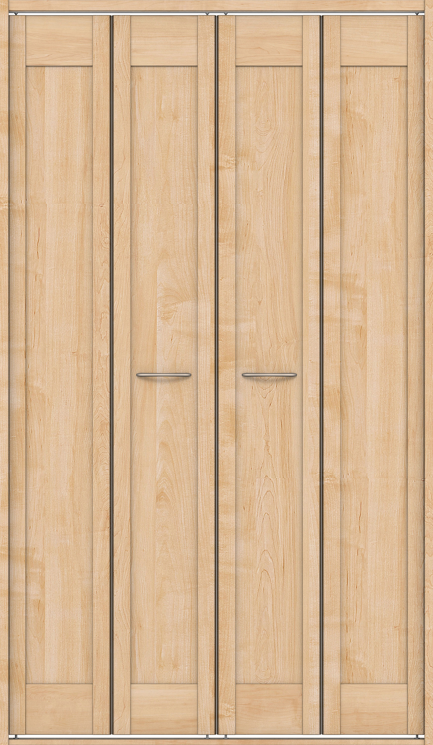 クローク収納　イエリア　折戸ユニット　カマチタイプ　ウッド扉　四方枠（固定枠）　セット　１１９０幅（４．５尺間口）　２０４５高　〈ミルベージュ柄〉　ハンドルラウンド型〈Ｔシルバー色〉