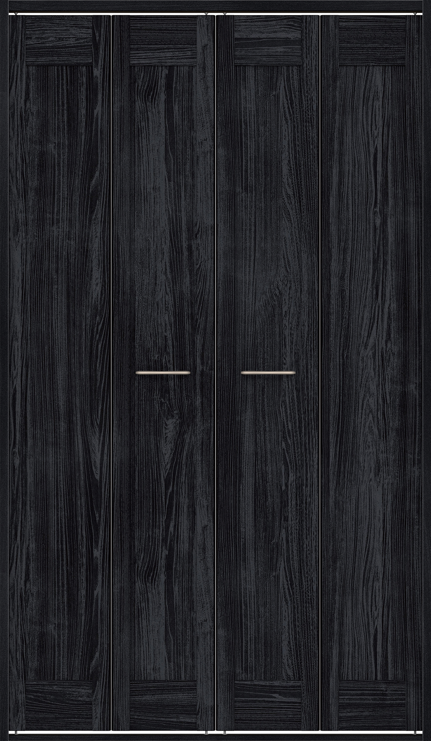 クローク収納　イエリア　折戸ユニット　カマチタイプ　ウッド扉　四方枠（固定枠）　セット　１１９０幅（４．５尺間口）　２０４５高　〈モスブラック柄〉　ハンドルラウンド型〈Ｔシルバー色〉