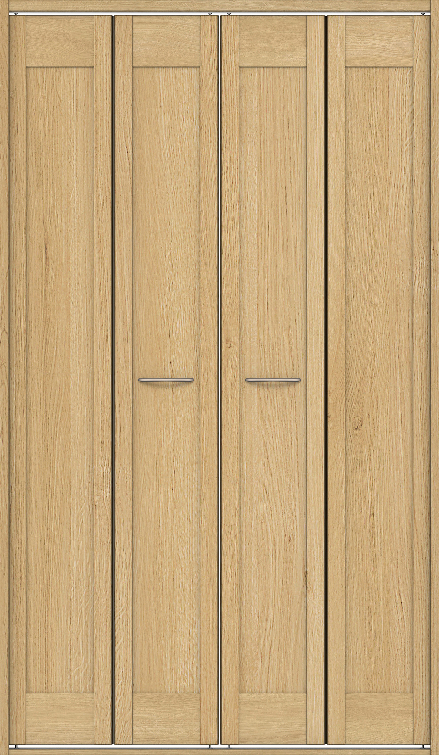 クローク収納　イエリア　折戸ユニット　カマチタイプ　ウッド扉　四方枠（固定枠）　セット　１１９０幅（４．５尺間口）　２０４５高　〈ライトオーカー柄〉　ハンドルラウンド型〈Ｔシルバー色〉