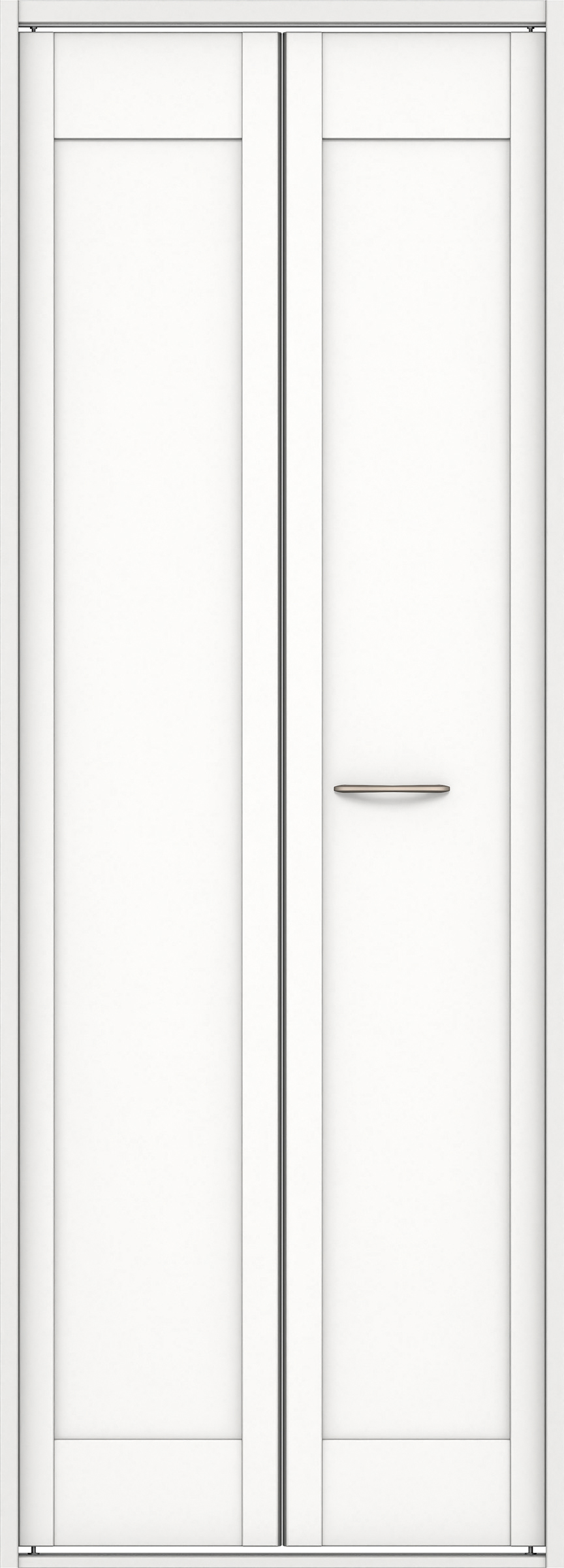 クローク収納　イエリア　折戸ユニット　カマチタイプ　ウッド扉　四方枠（固定枠）　セット　７３５幅（３尺間口）　２０４５高　〈パウダーホワイト柄〉　ハンドルラウンド型〈Ｔシルバー色〉