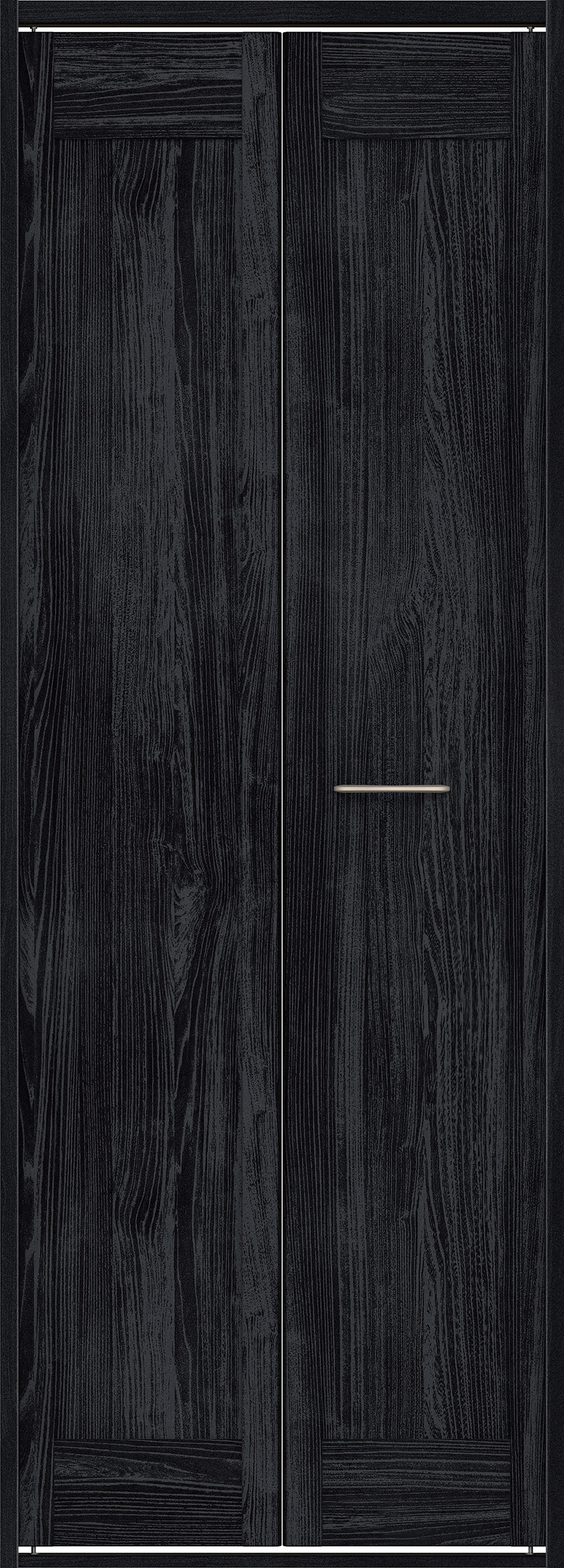 クローク収納　イエリア　折戸ユニット　カマチタイプ　ウッド扉　四方枠（固定枠）　セット　７３５幅（３尺間口）　２０４５高　〈モスブラック柄〉　ハンドルラウンド型〈Ｔシルバー色〉