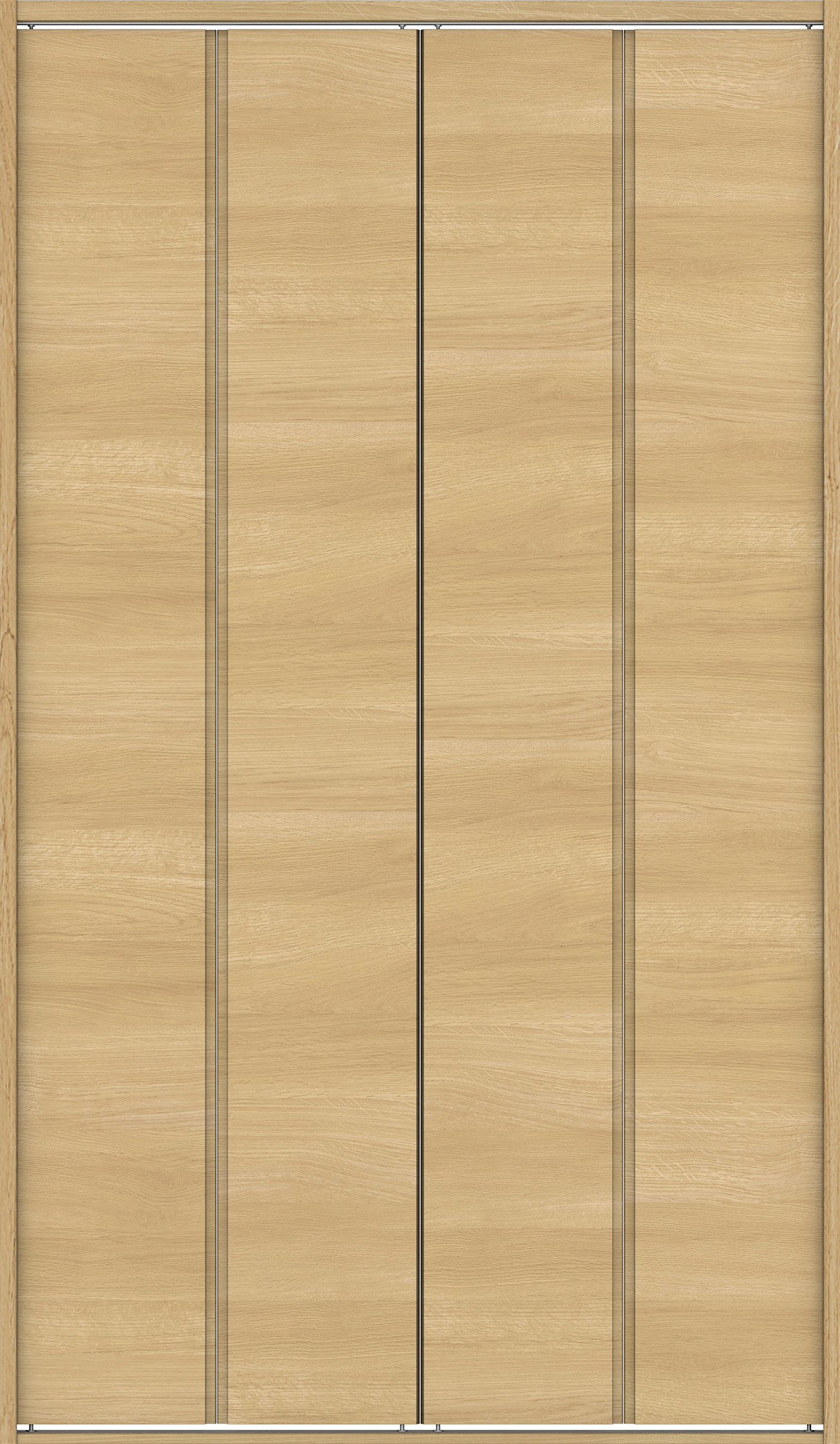 クローク収納　イエリア　折戸ユニット　ハンドルレス横木目タイプ　ウッド扉　四方枠（固定枠）　セット　１１９０幅（４．５尺間口）　２０４５高　〈ライトオーカー柄〉　ハンドルレス